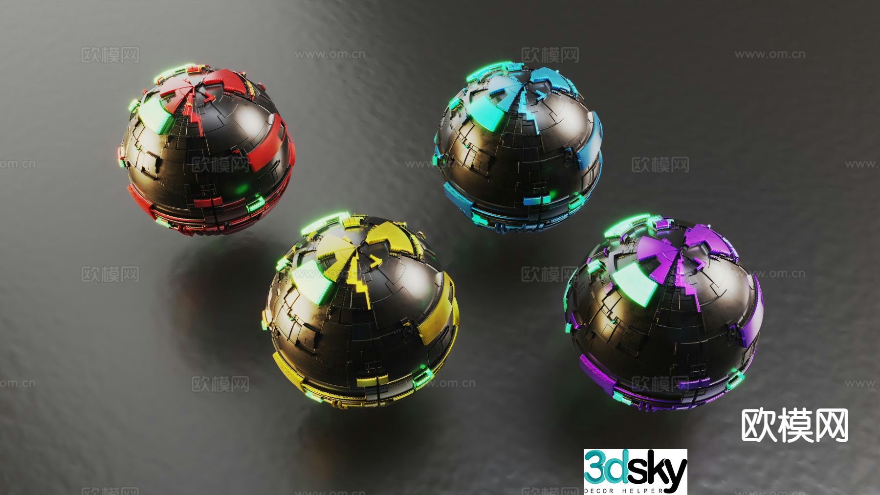Technology science fiction ornaments ball future furnishings 3d model