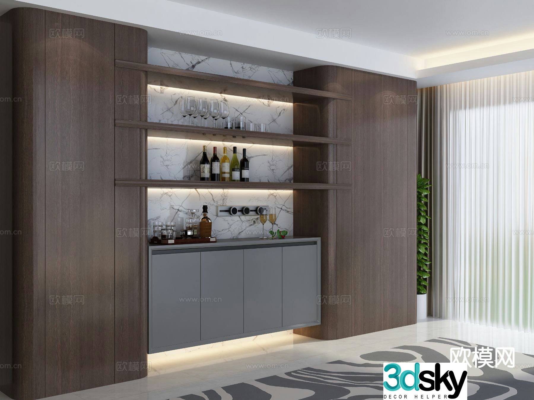 Modern wine cabinet sideboard 3d model