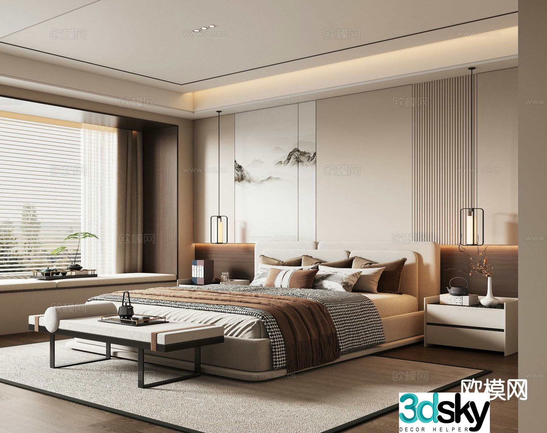 New Chinese style bedroom master bedroom 3d model
