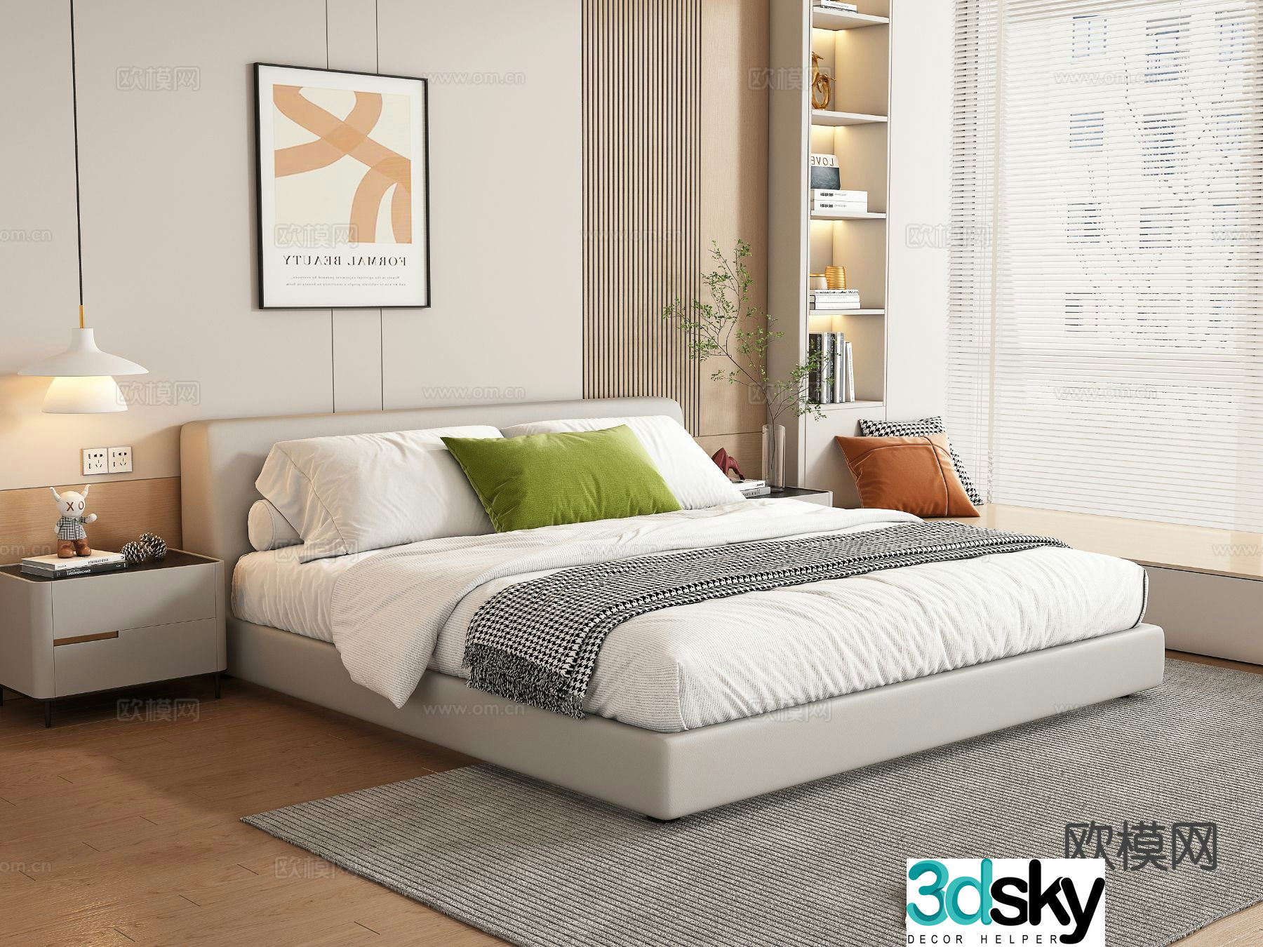 Modern double bed 3d model