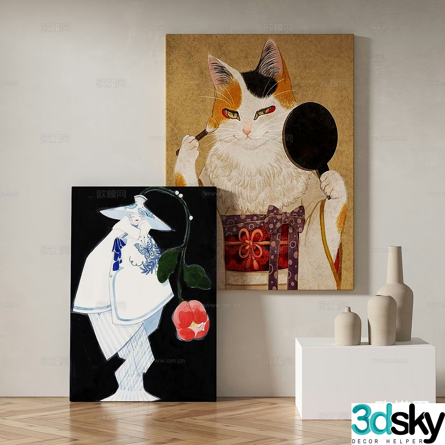 Modern cartoon painting decorative painting 3d model