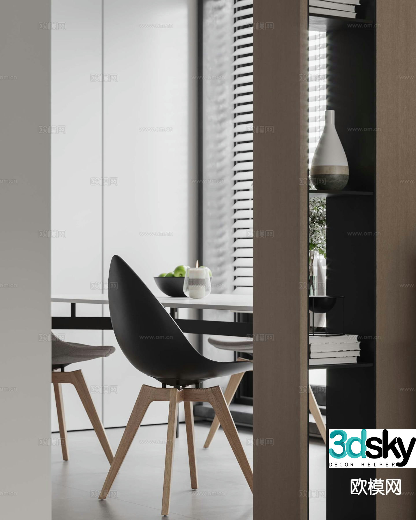 Modern dining chair single chair chair 3d model