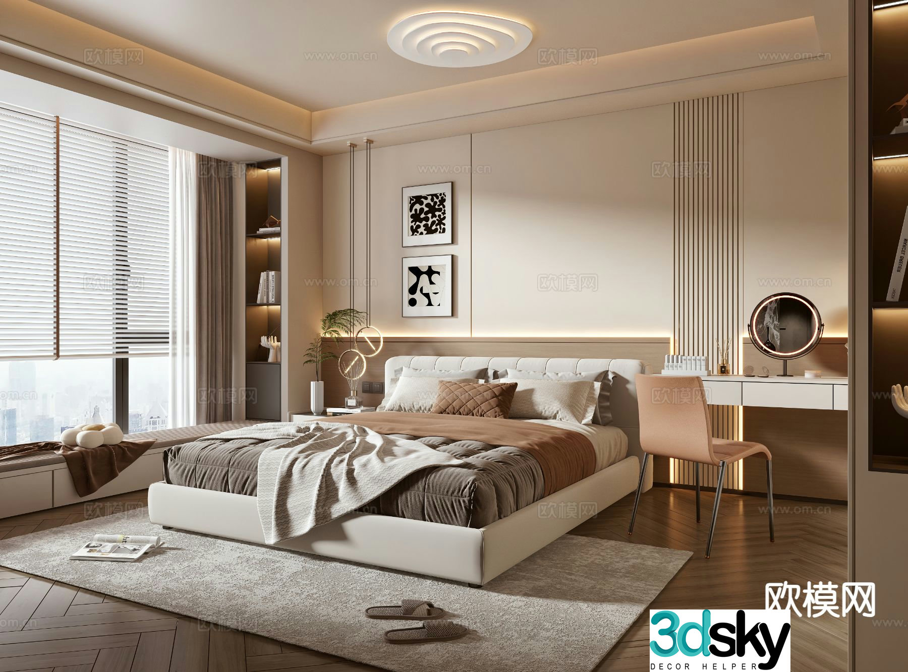 Cream style bedroom master bedroom 3d model