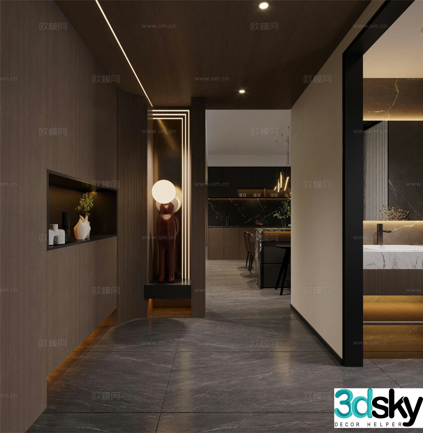 Italian style entrance aisle 3D model