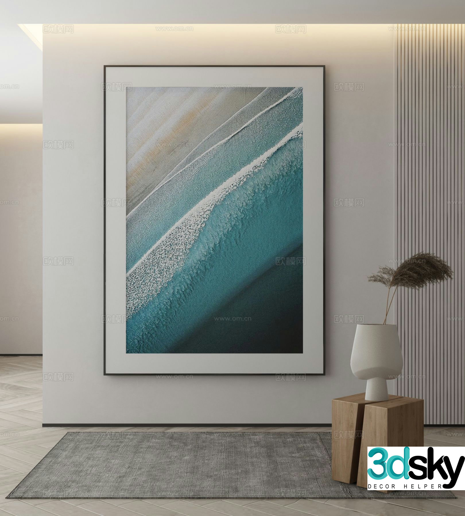 Modern texture painting decorative painting 3d model