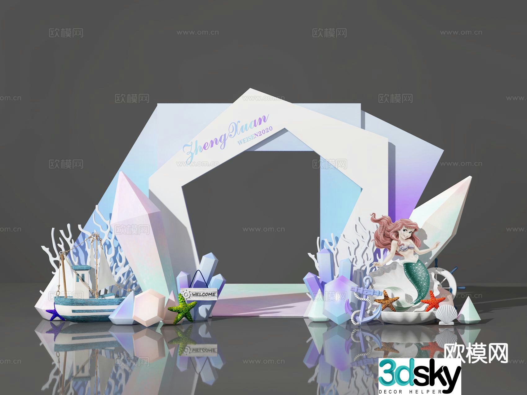 Marine theme display 3D model