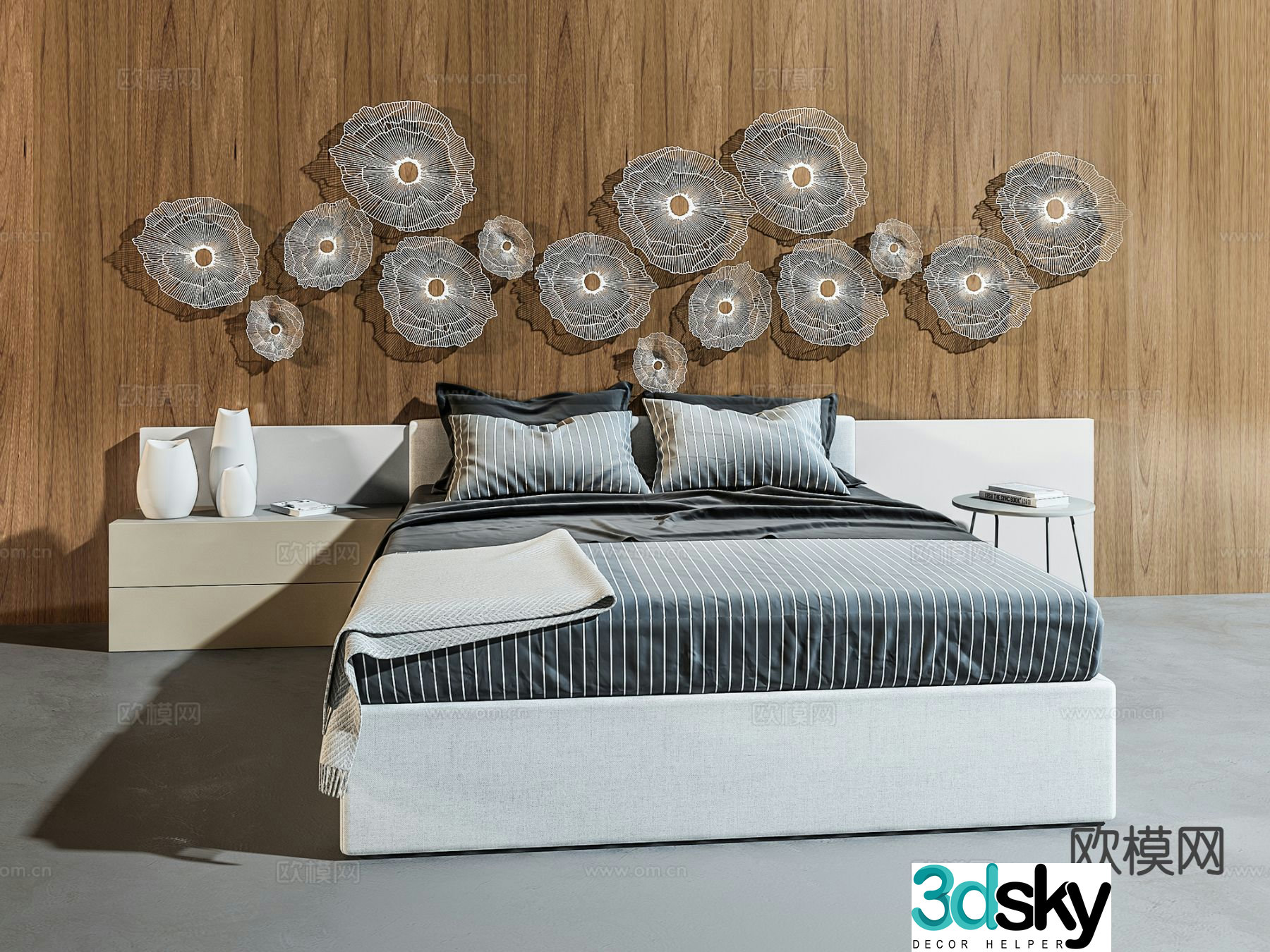 Modern double bed 3d model