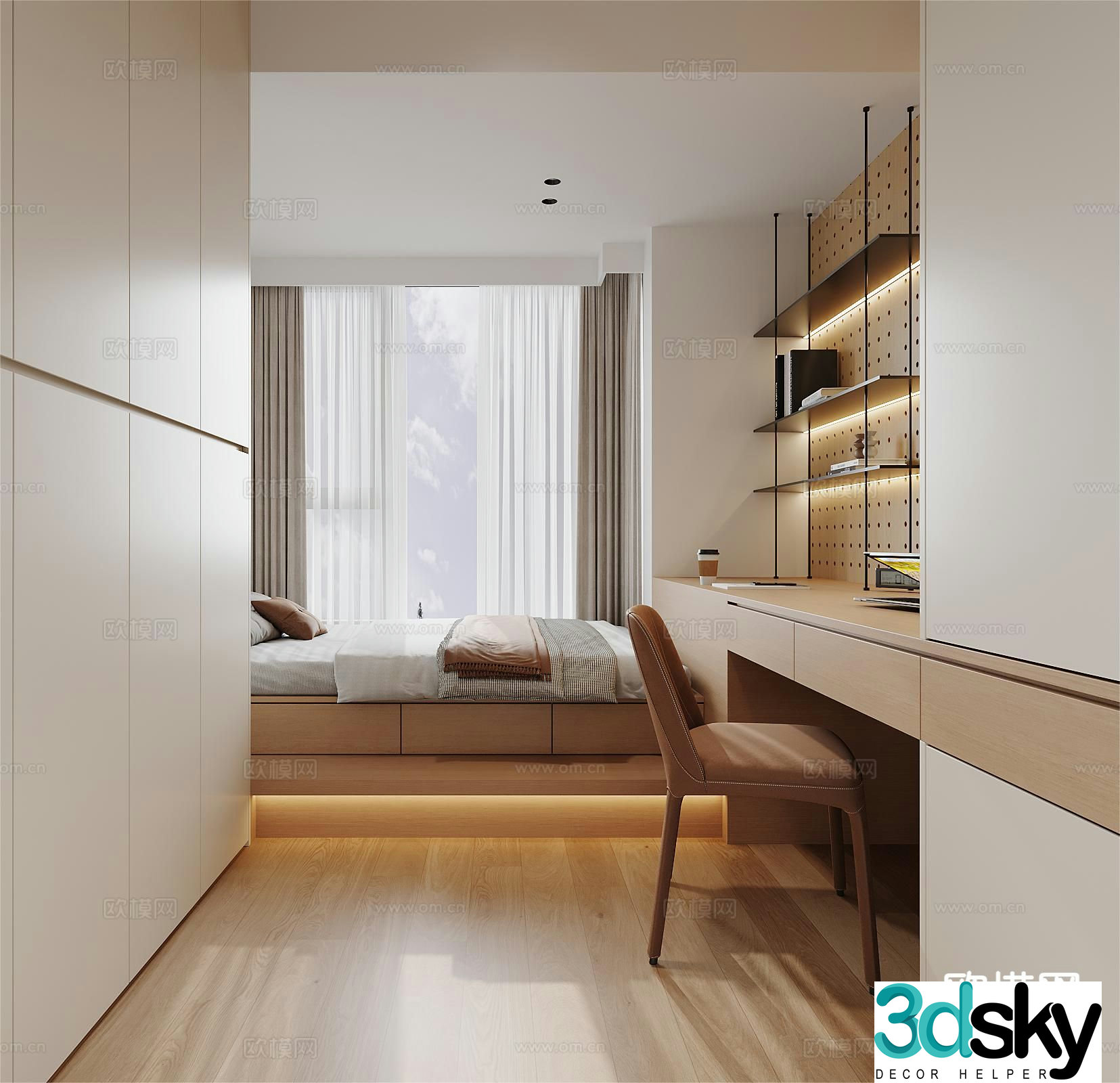 Modern tatami bedroom 3d model