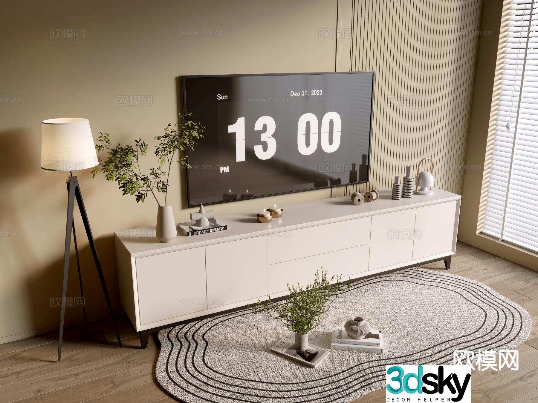 Cream style TV cabinet 3d model