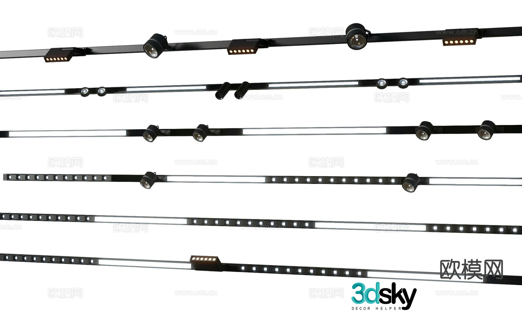 Modern magnetic light track spotlight 3d model