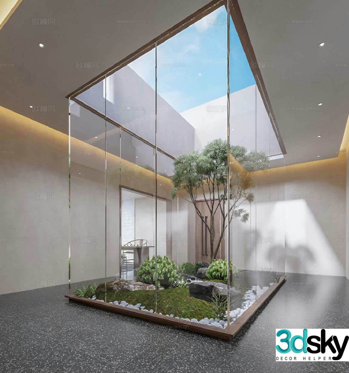 Modern interior landscape lightwell 3d model