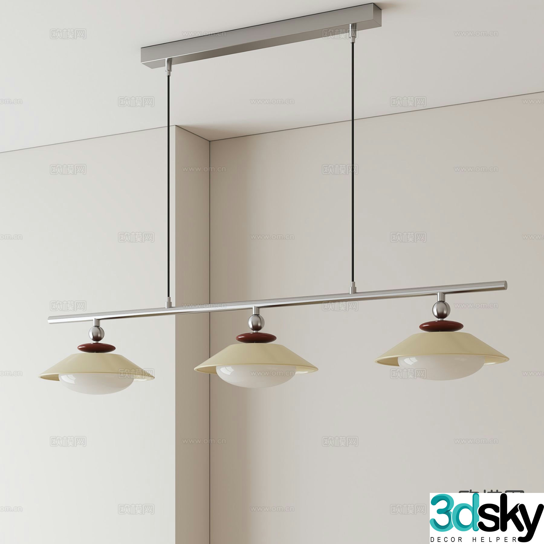Cream style chandelier straight chandelier 3d model