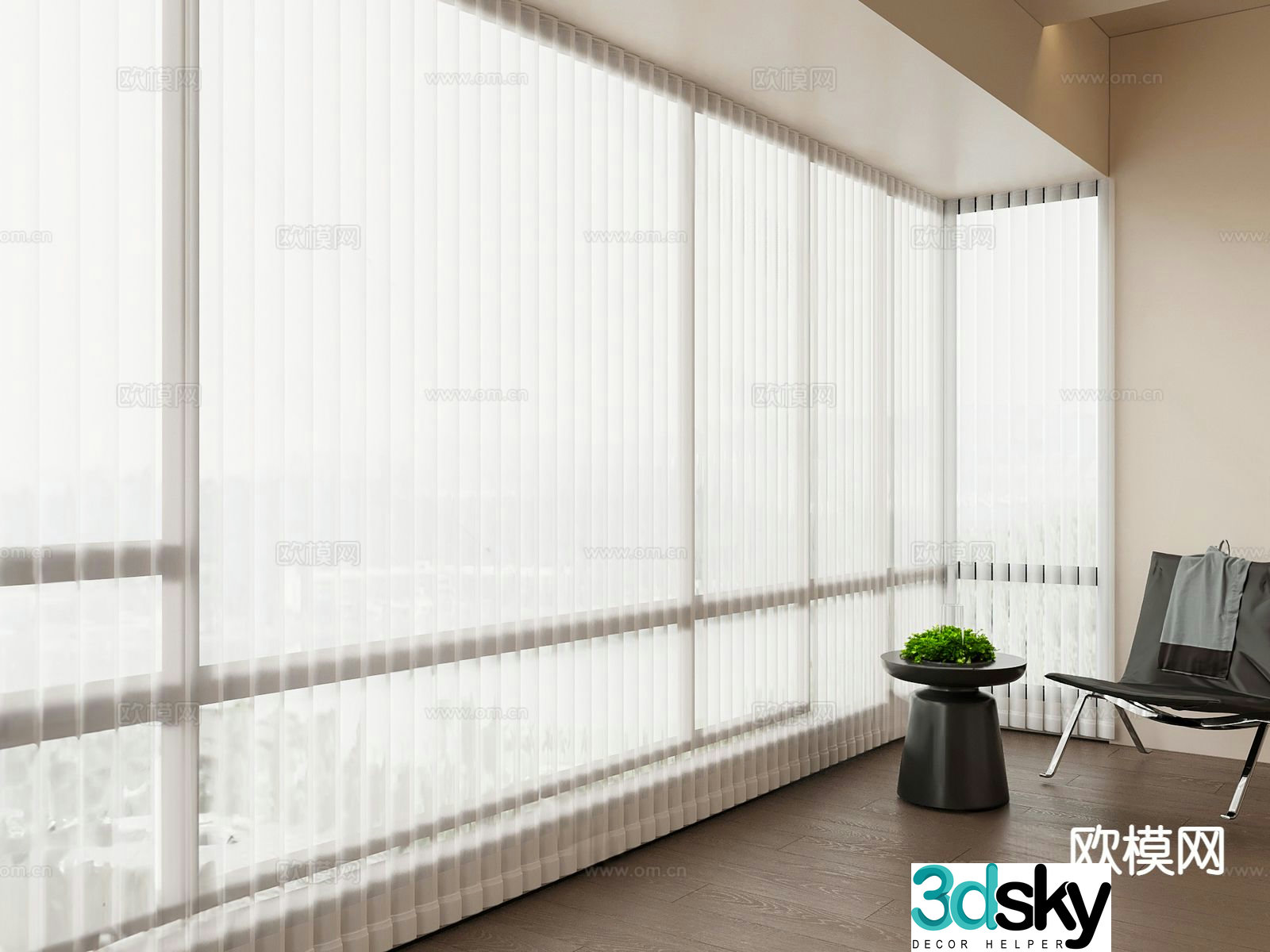 Modern fantasy curtain vertical blinds curtain 3d model