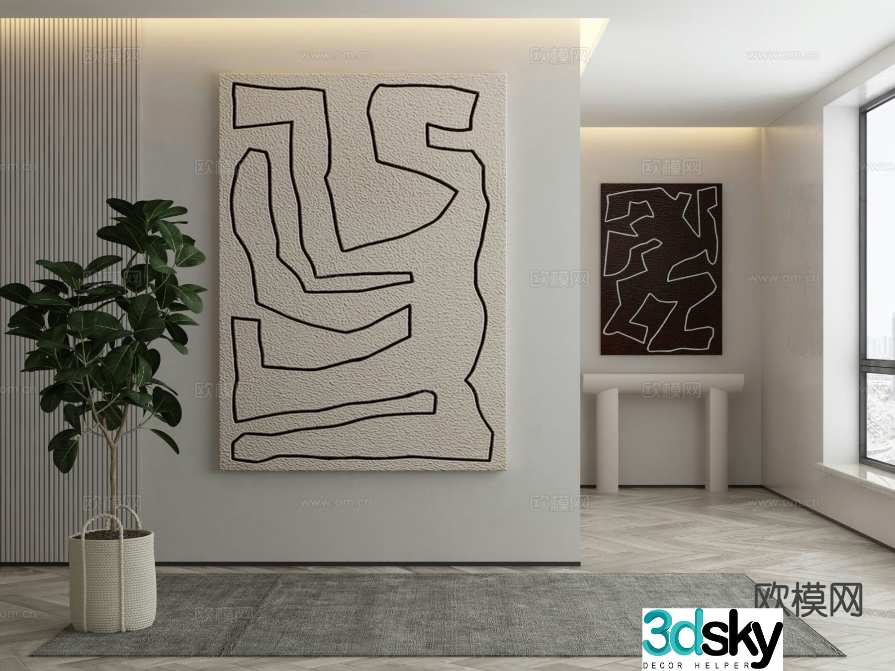 Modern decorative painting abstract hanging painting 3d model