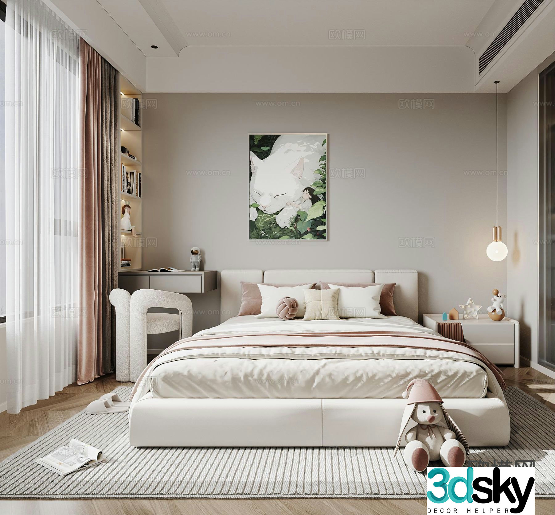 Modern children’s room girl’s room kid’s room 3d model