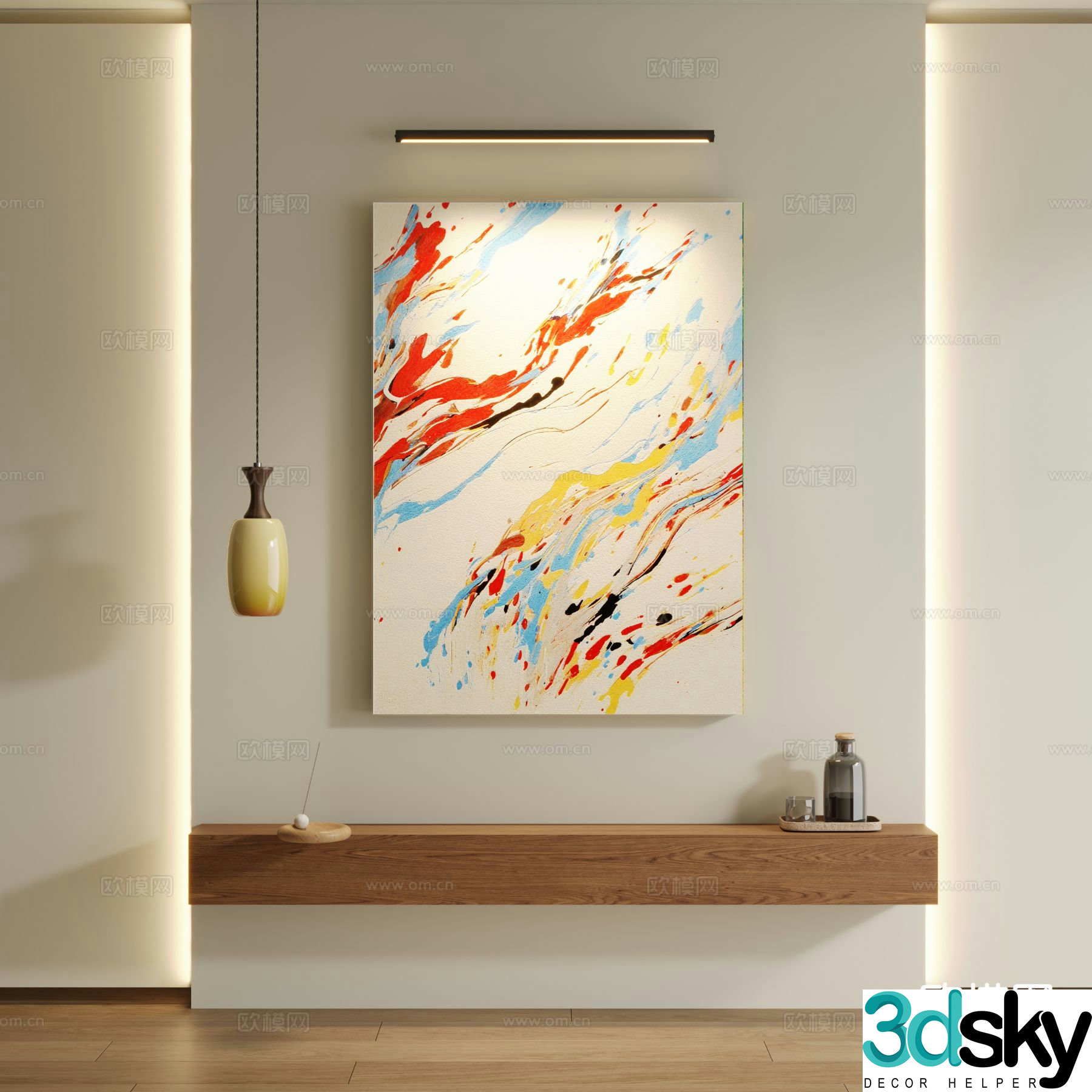 Medieval style decorative painting abstract painting 3d model