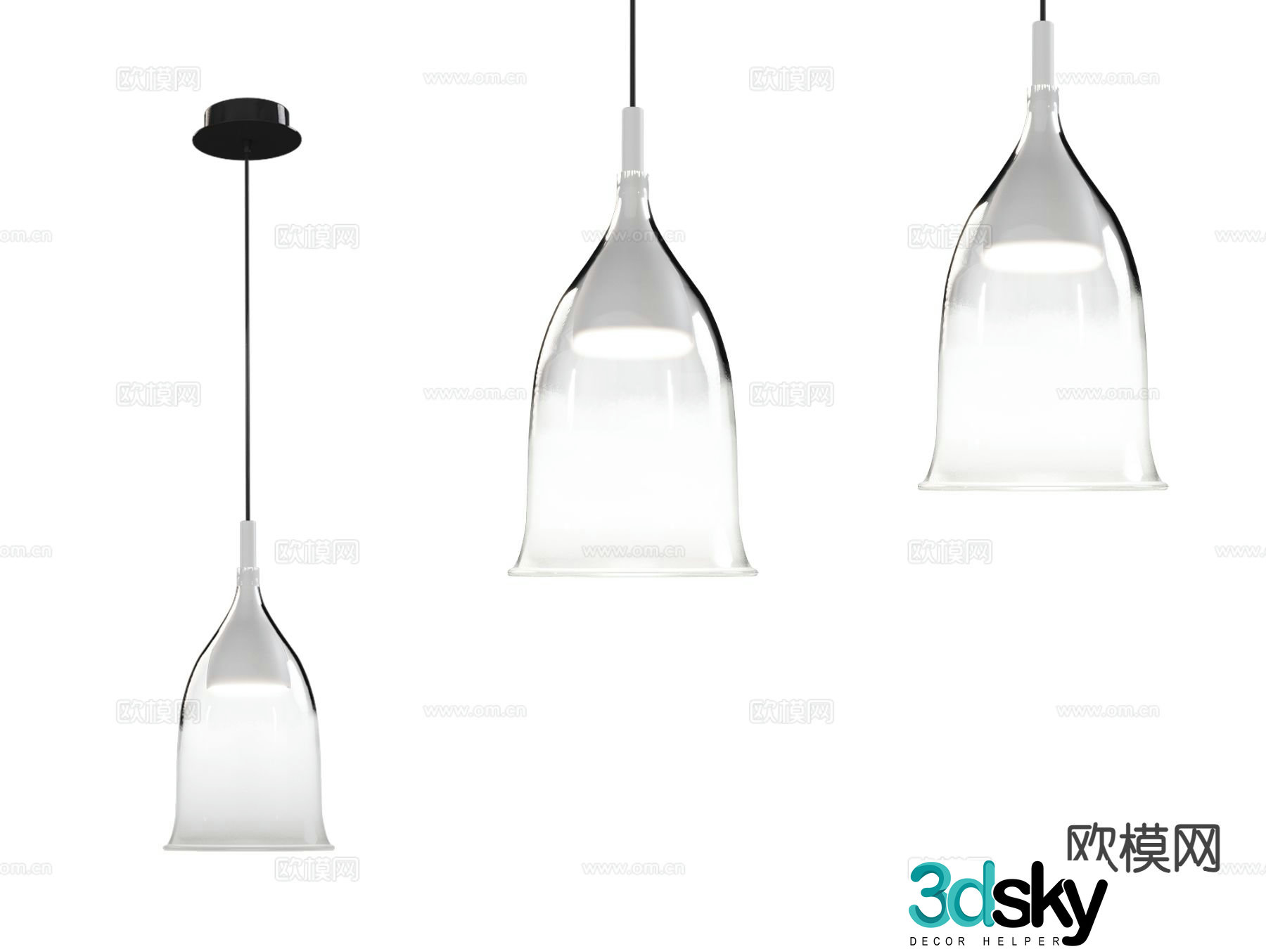 Modern glass small chandelier art chandelier 3d model