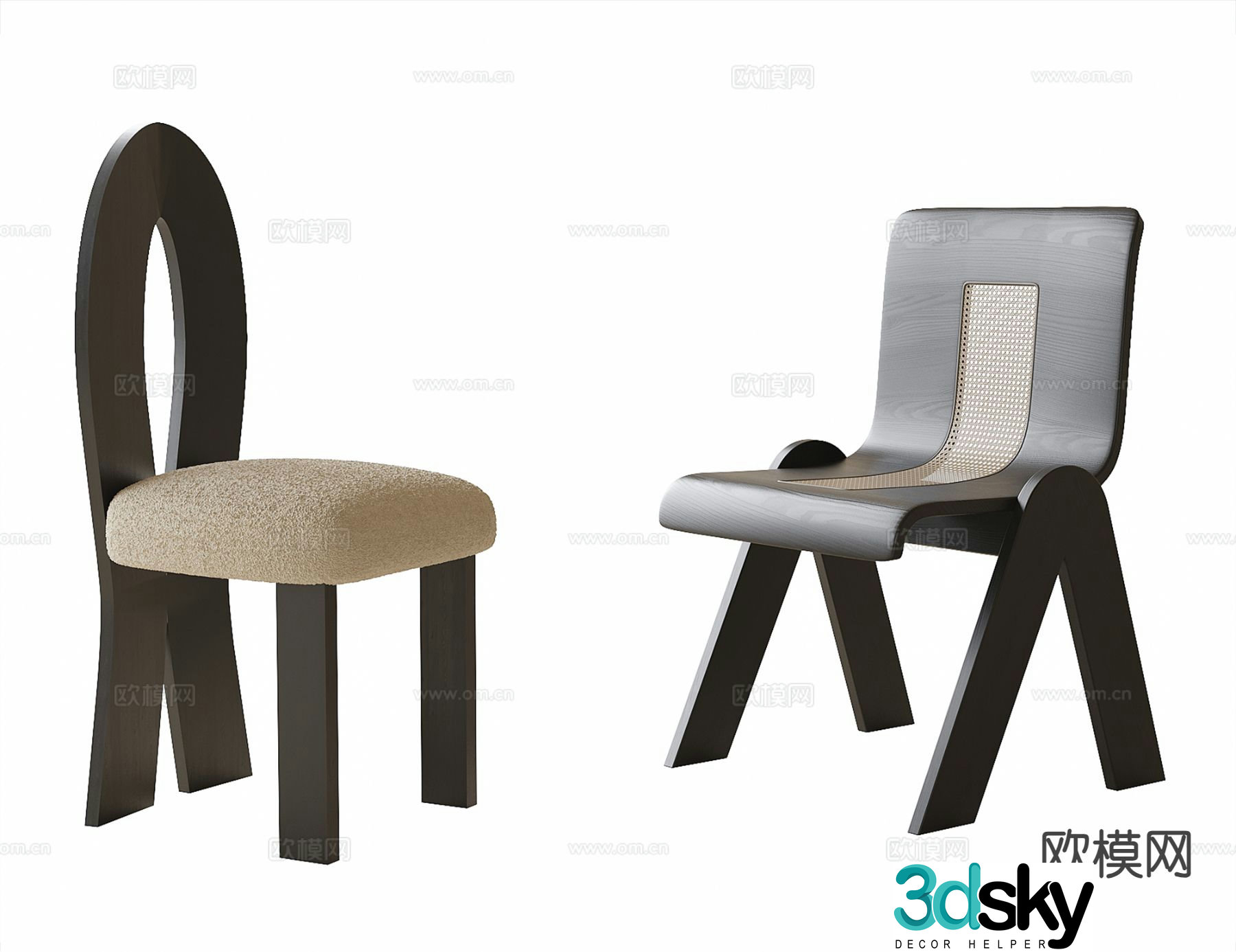 Medieval style single chair dining chair tea chair 3D model