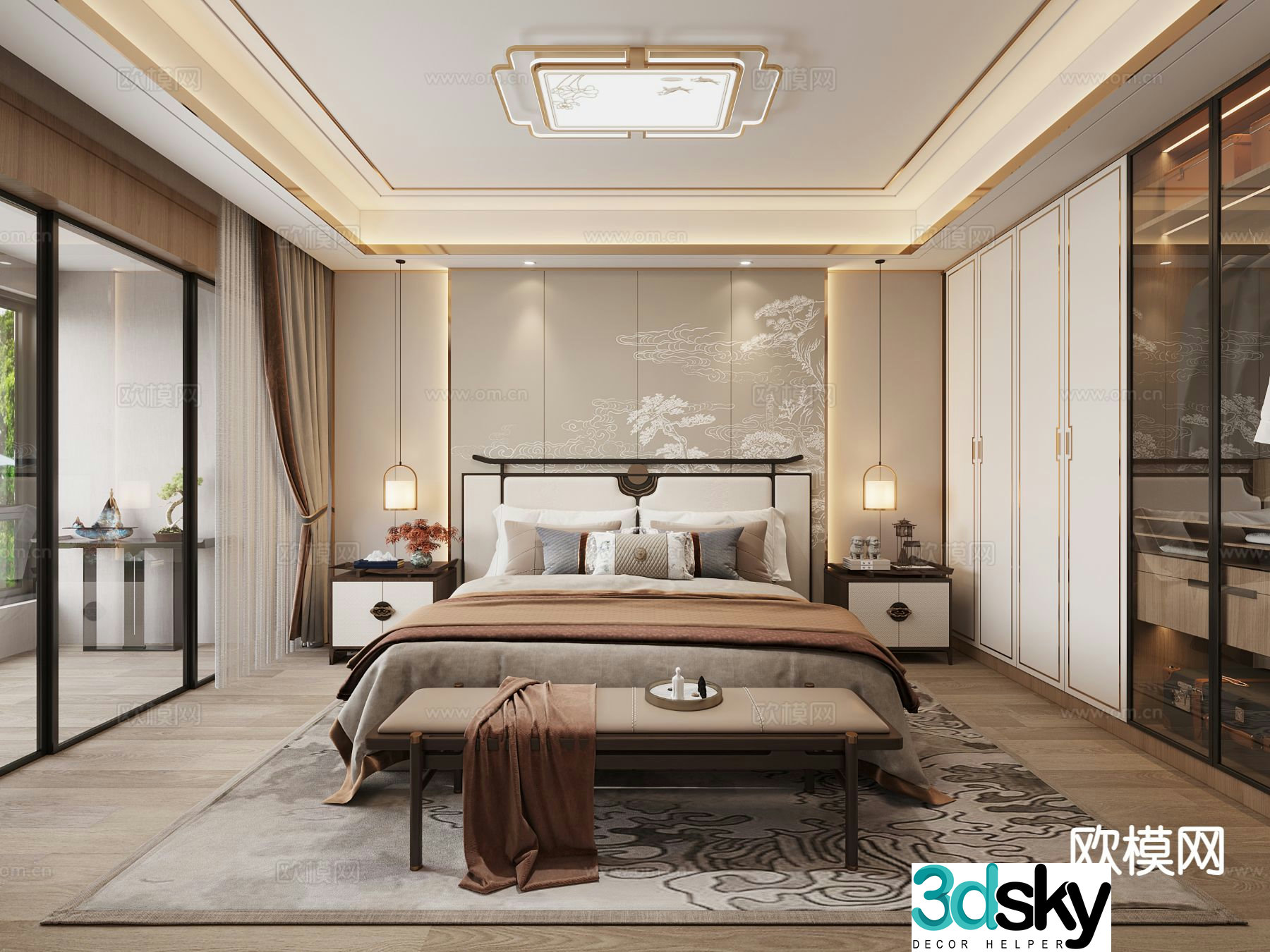 New Chinese style bedroom master bedroom 3d model