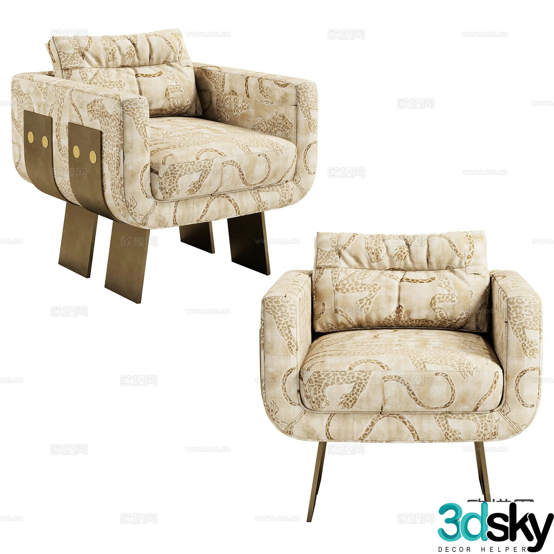 Italian single sofa leisure sofa 3d model