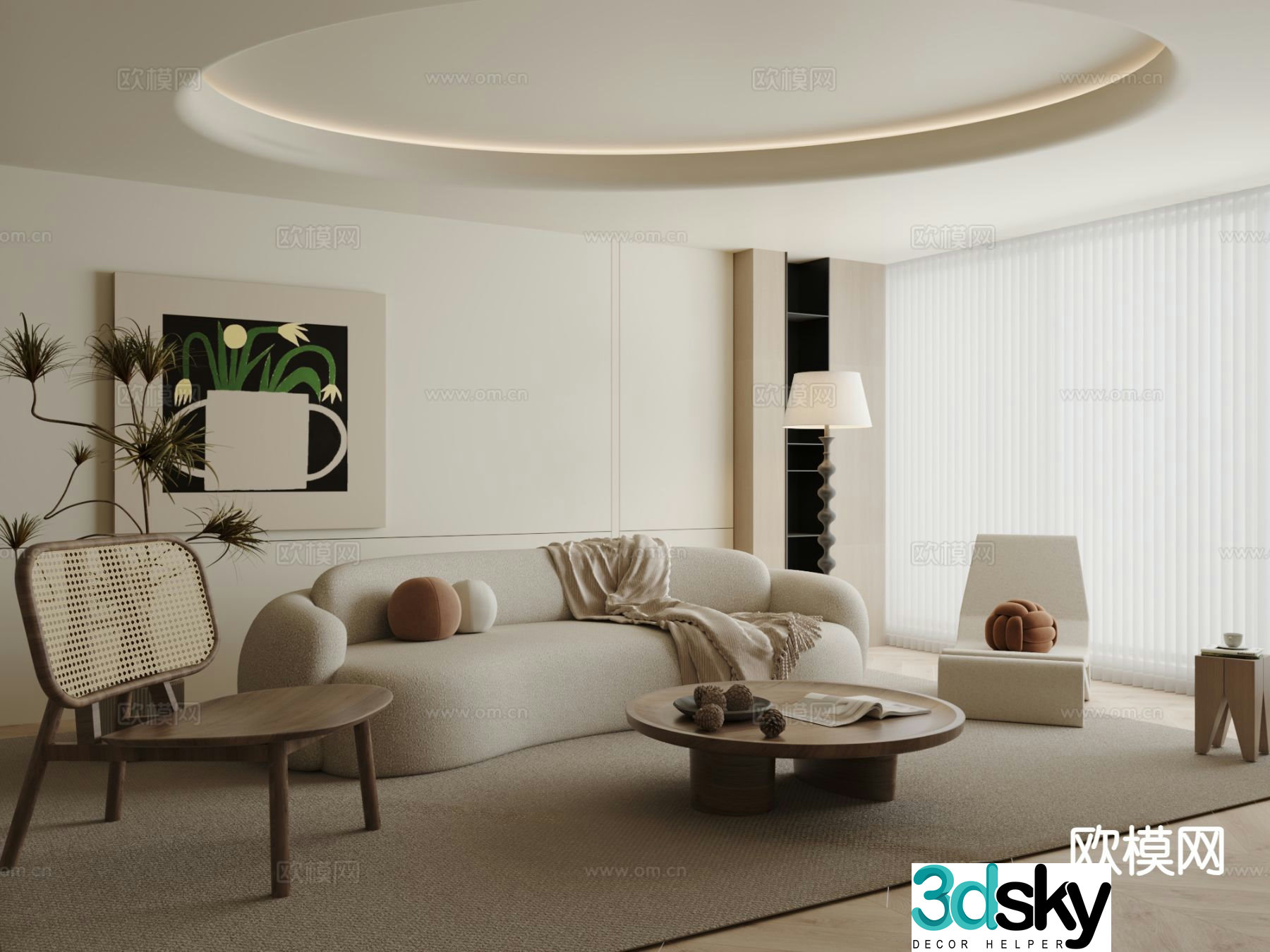 Wabi Sabi modular sofa curved sofa 3d model