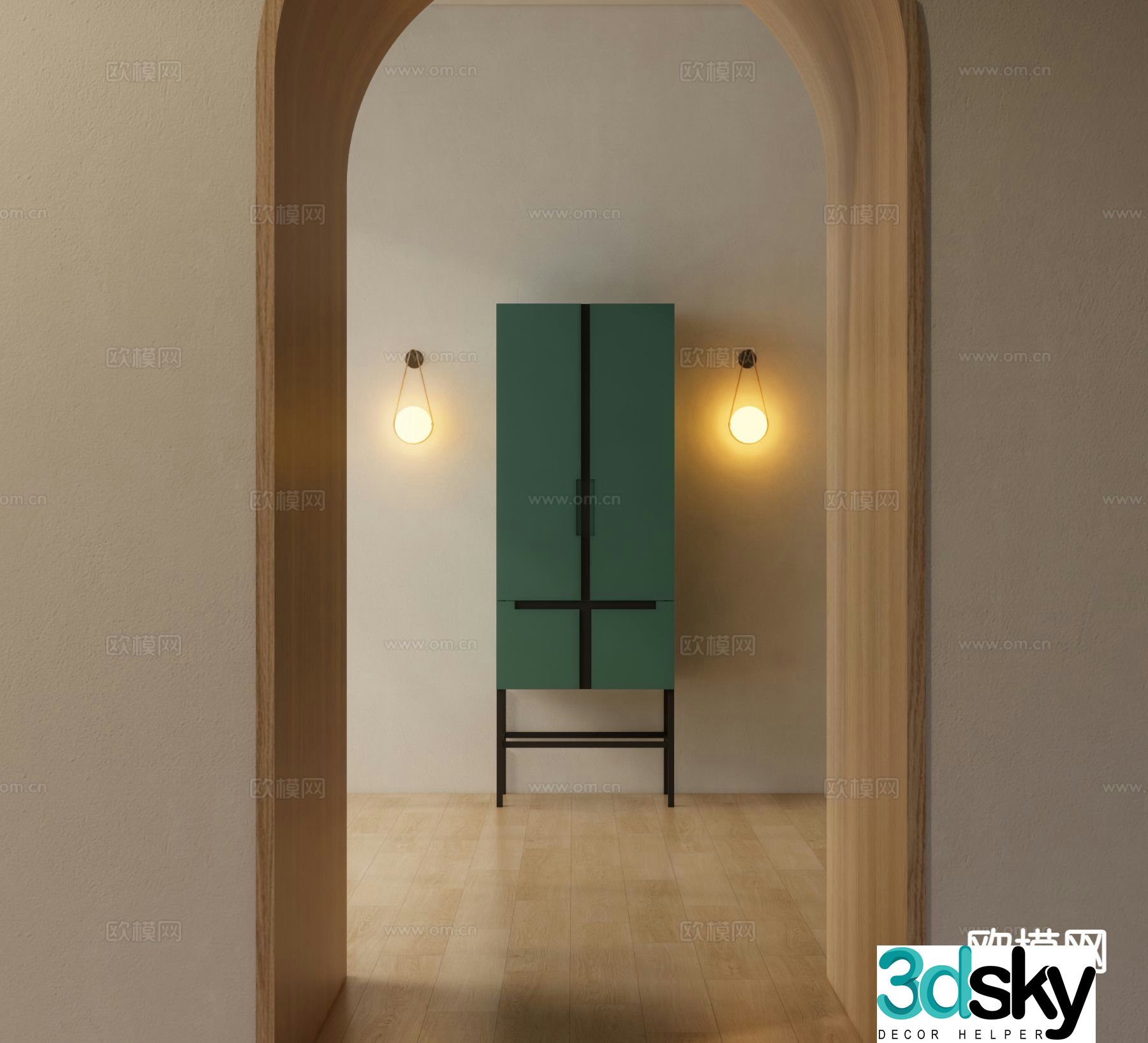 New Chinese style entrance cabinet 3D model