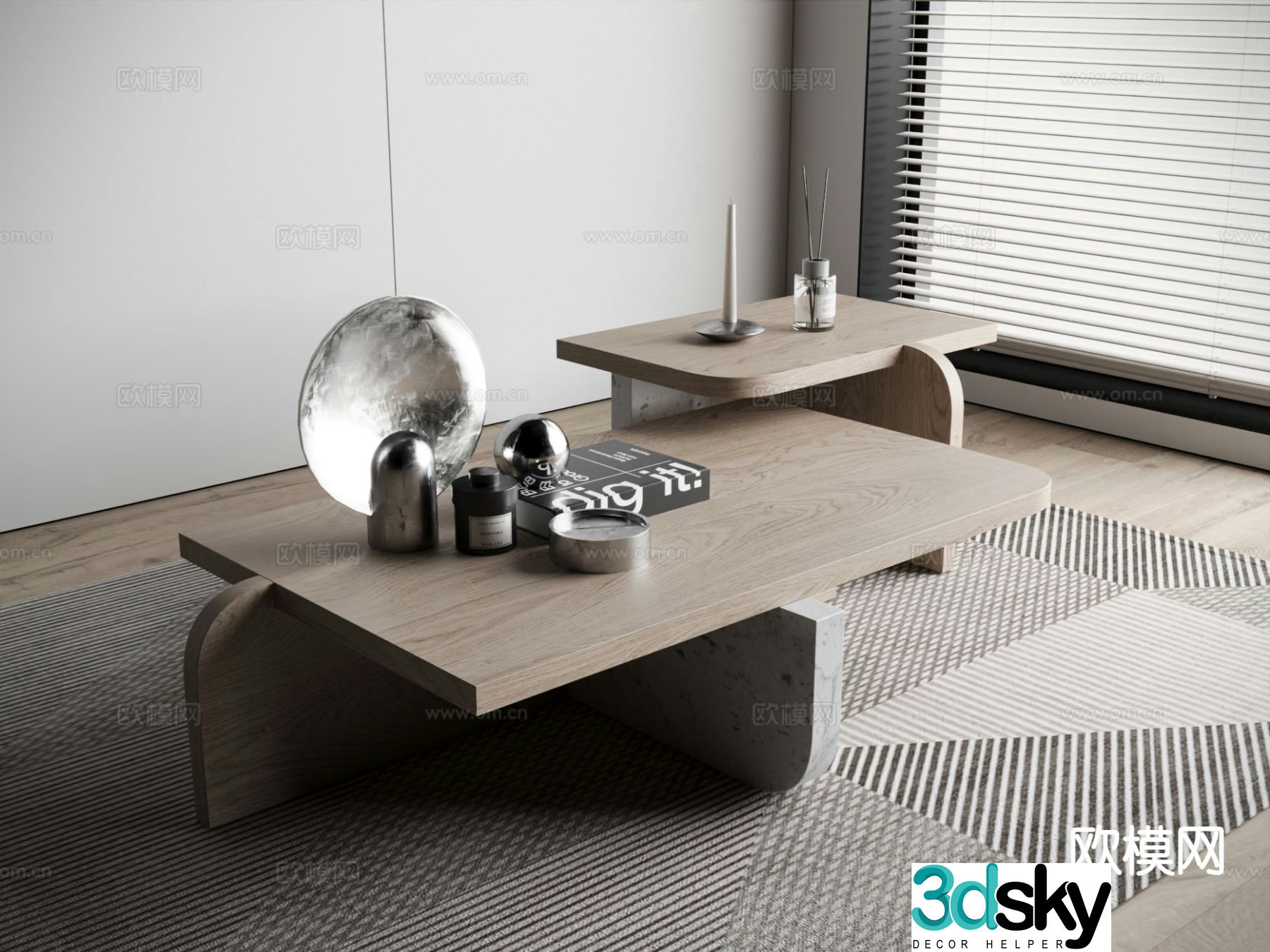 Modern double coffee table 3d model