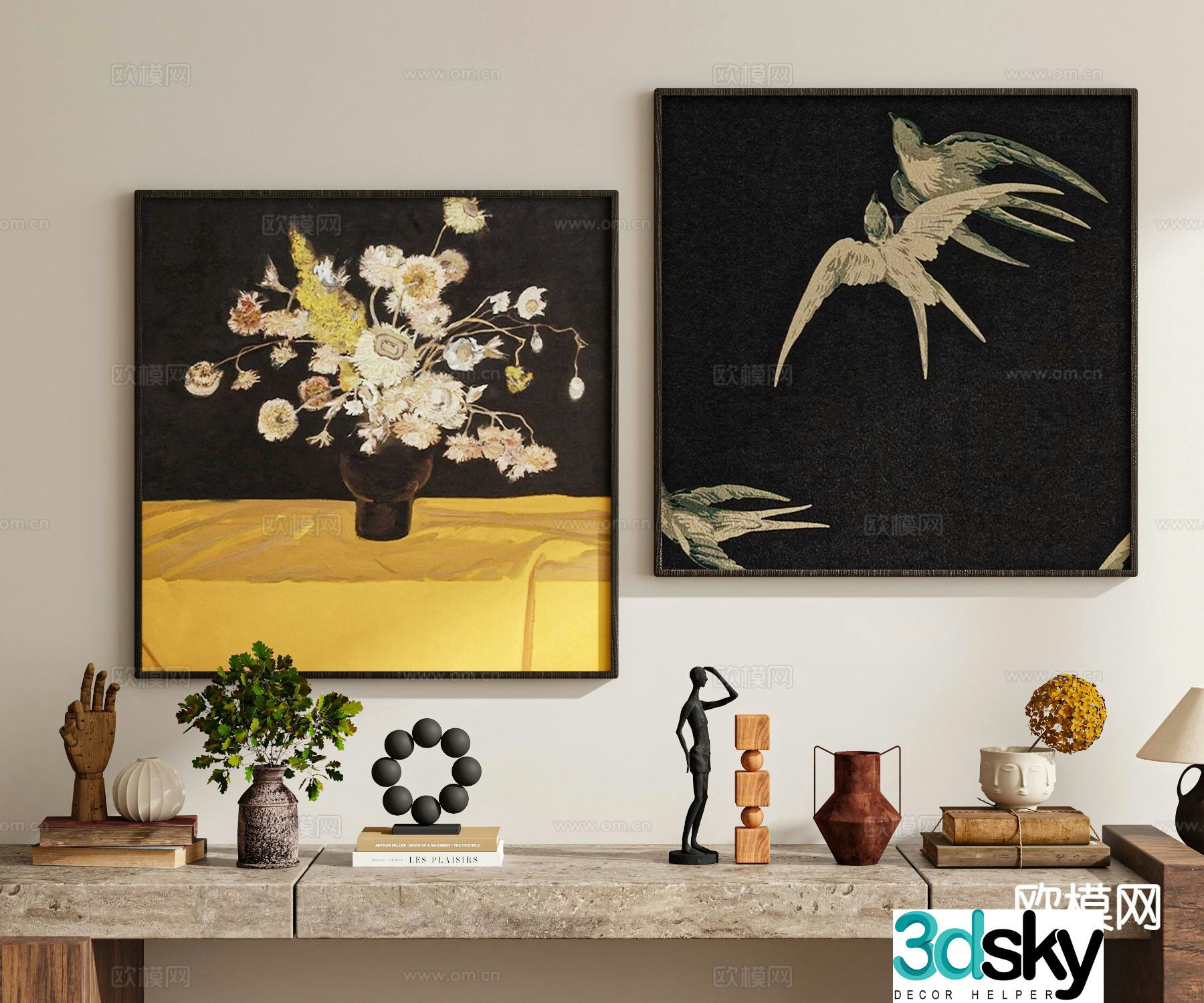 Medieval style hanging painting decorative painting oil painting 3D model