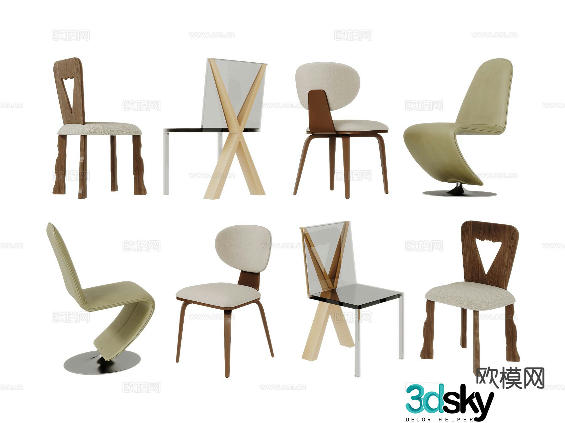 Modern single chair children’s chair dressing chair book chair 3D model