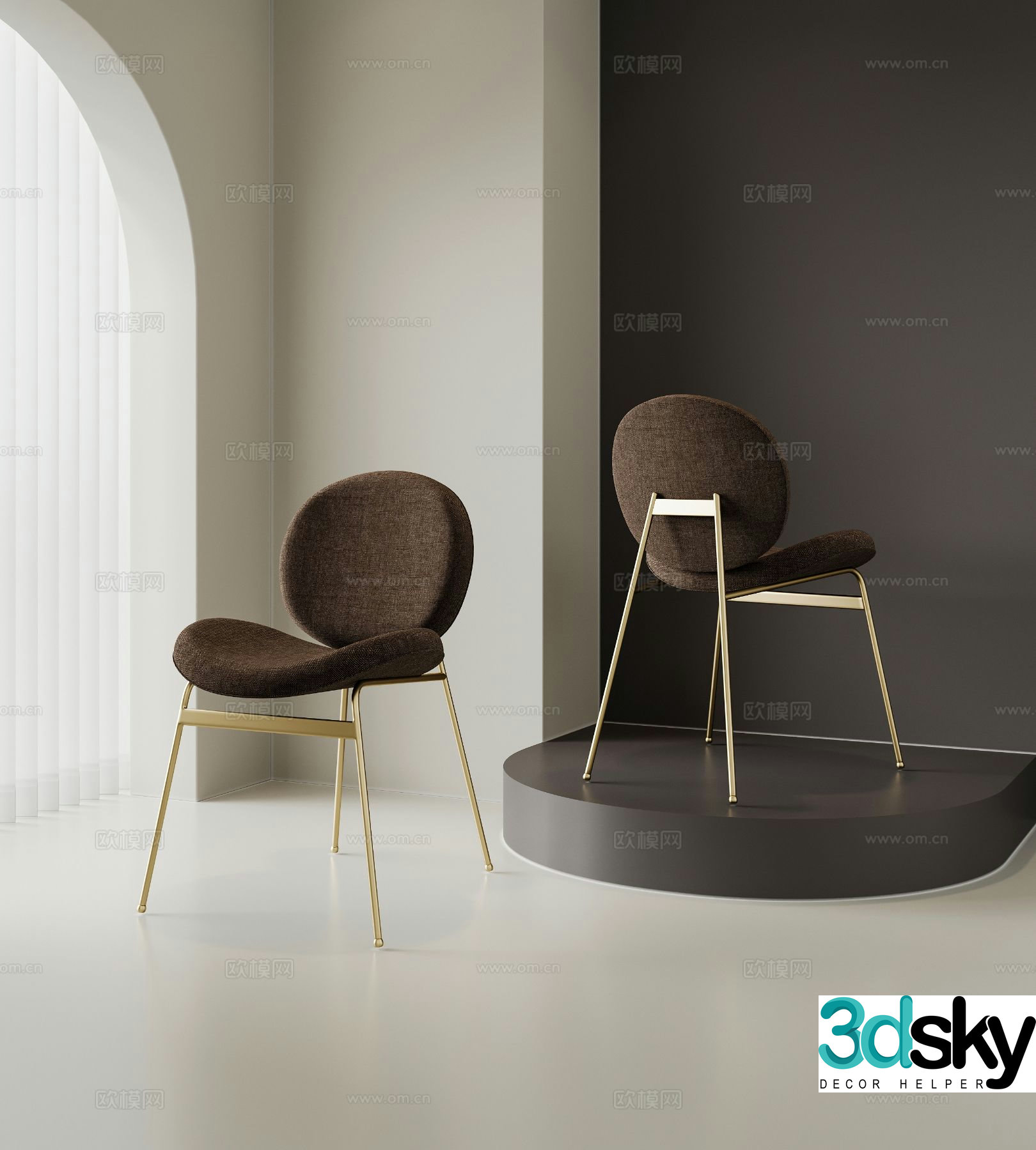 Modern leisure chair dining chair single chair 3d model