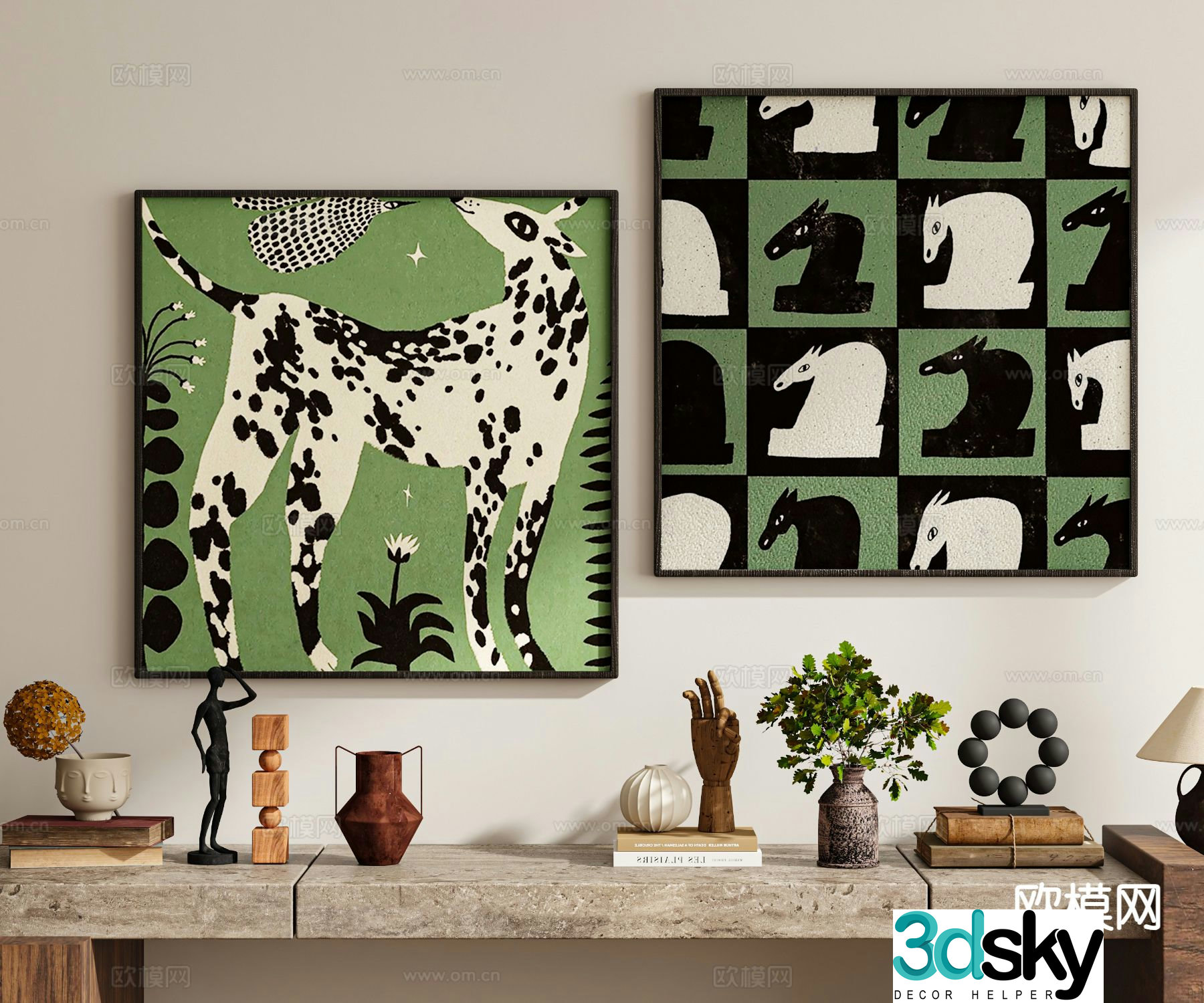 Medieval style animal hanging painting decorative painting 3D model