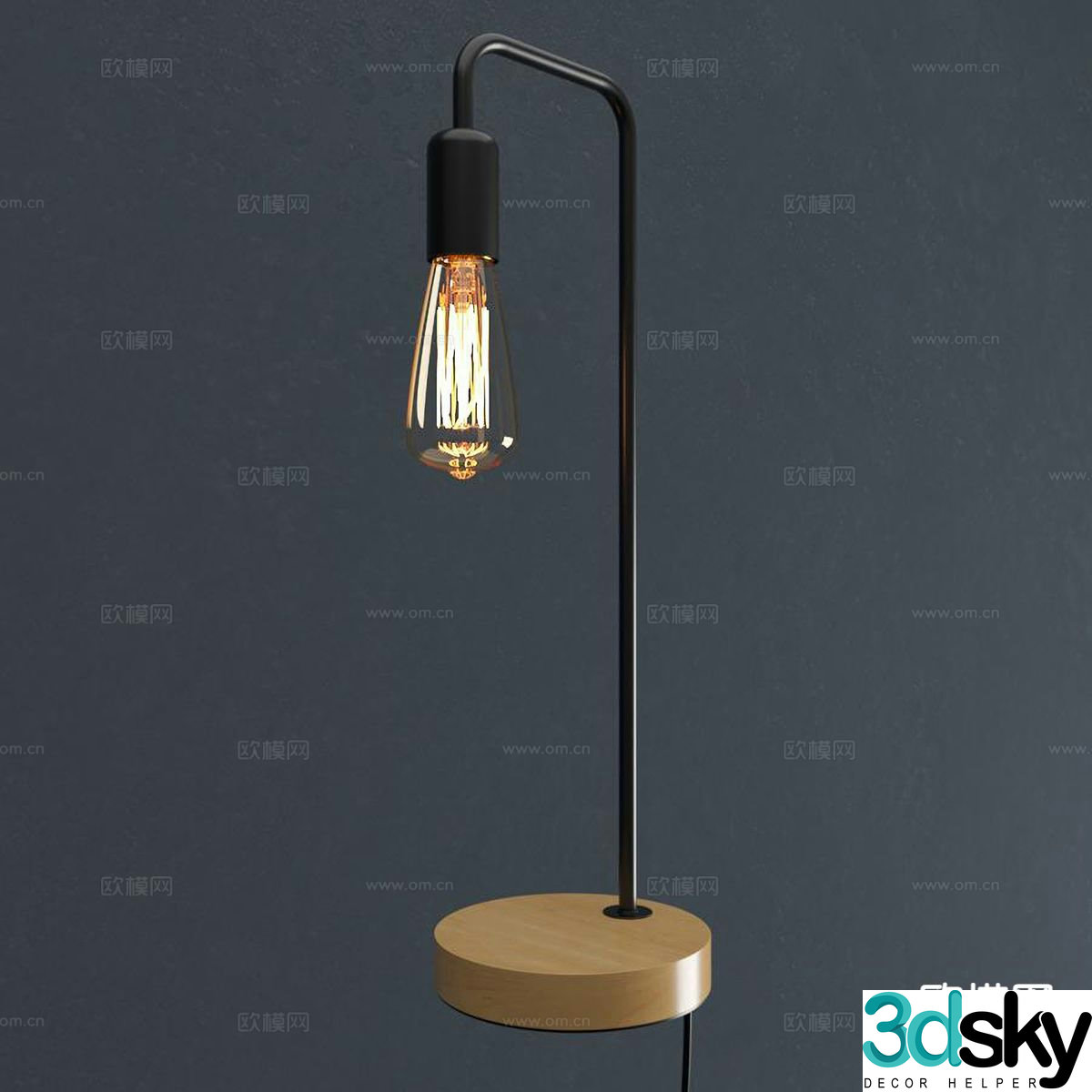Industrial style desk lamp bulb desk lamp 3d model