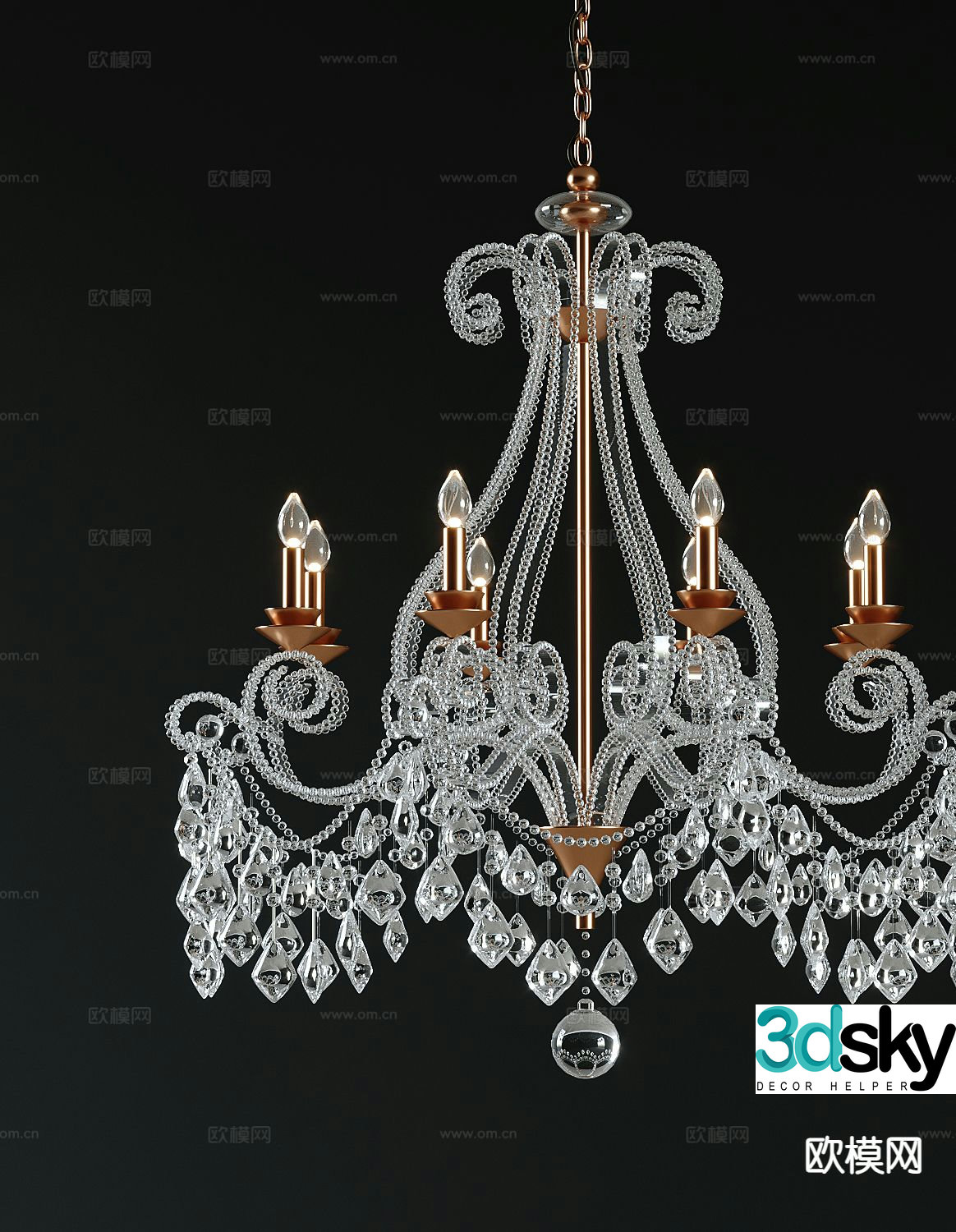 European crystal chandelier 3d model