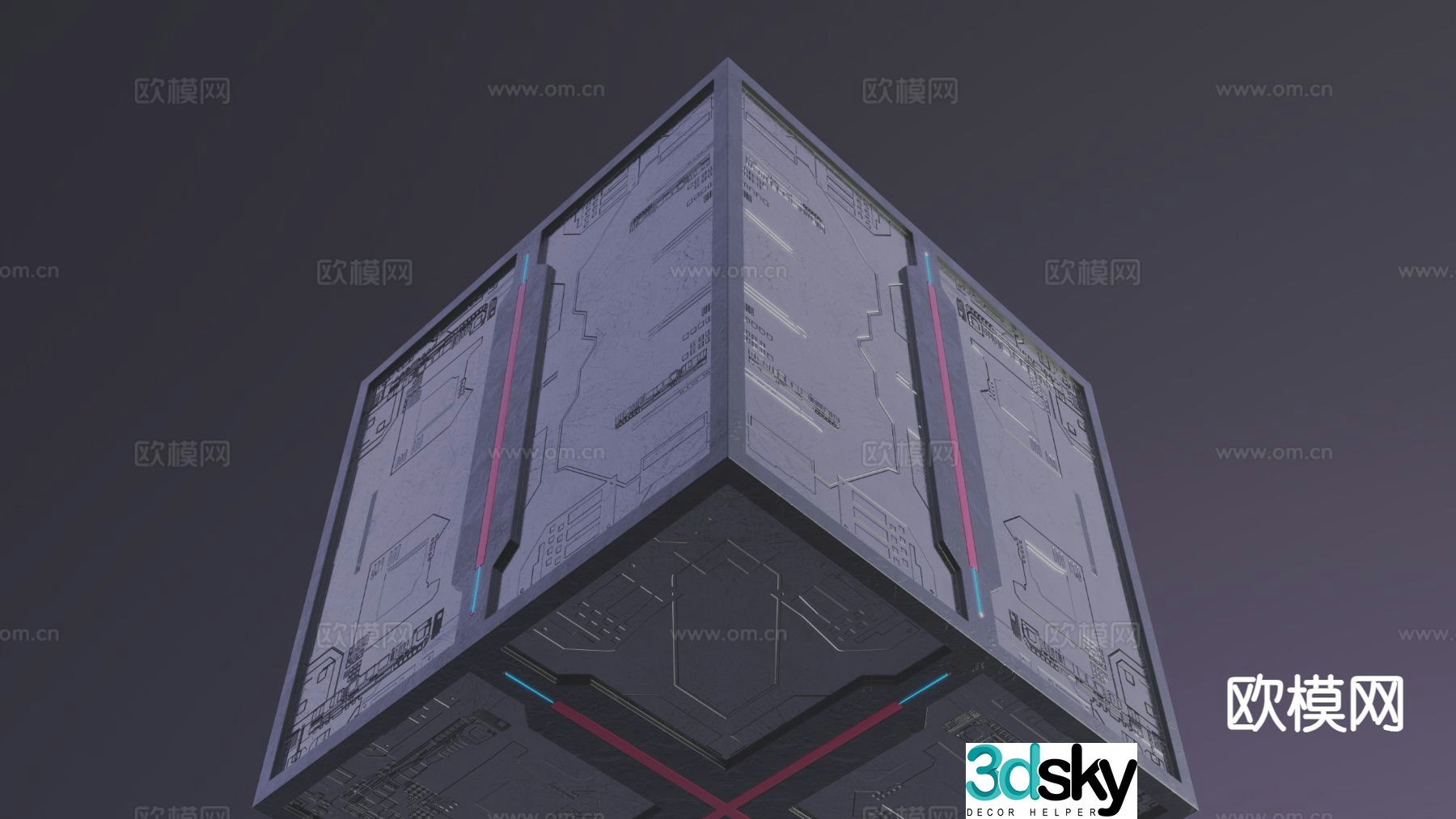 Technology square box science fiction box 3d model