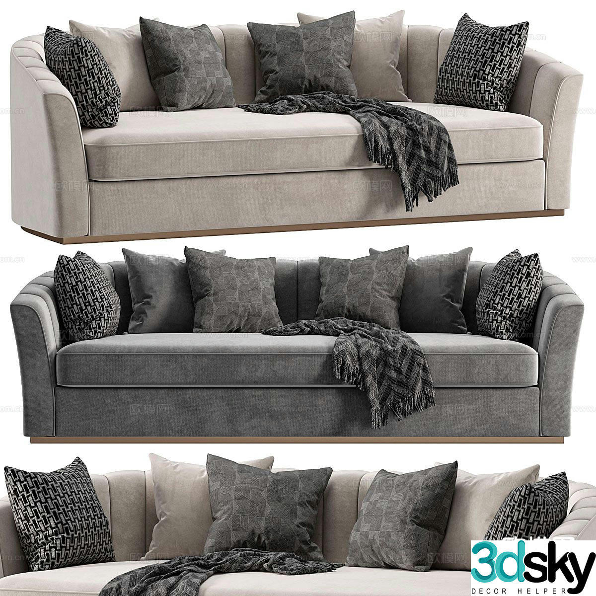 Simple European double sofa 3d model