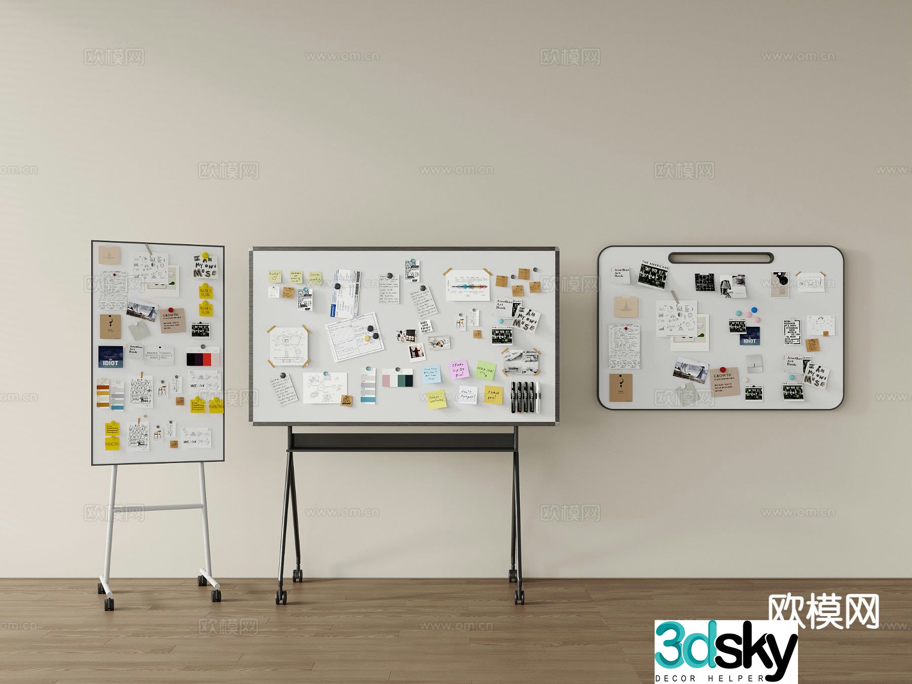Writing board message board sticky notes magnetic whiteboard mobile whiteboard 3D model