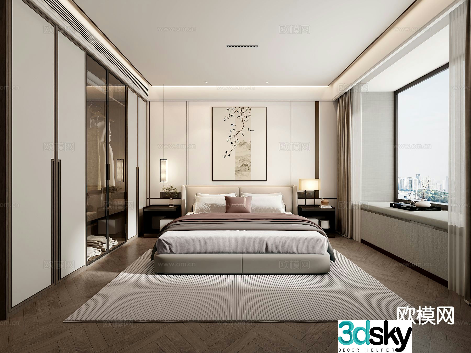 New Chinese style bedroom master bedroom 3d model
