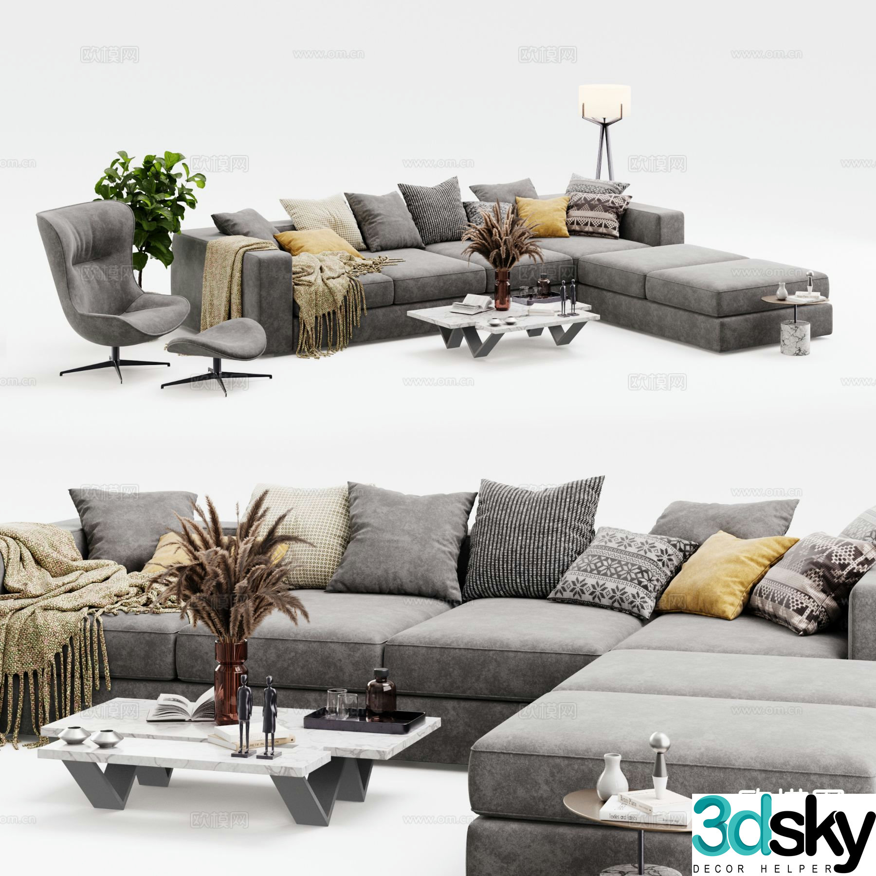 Modern modular sofa corner sofa 3d model