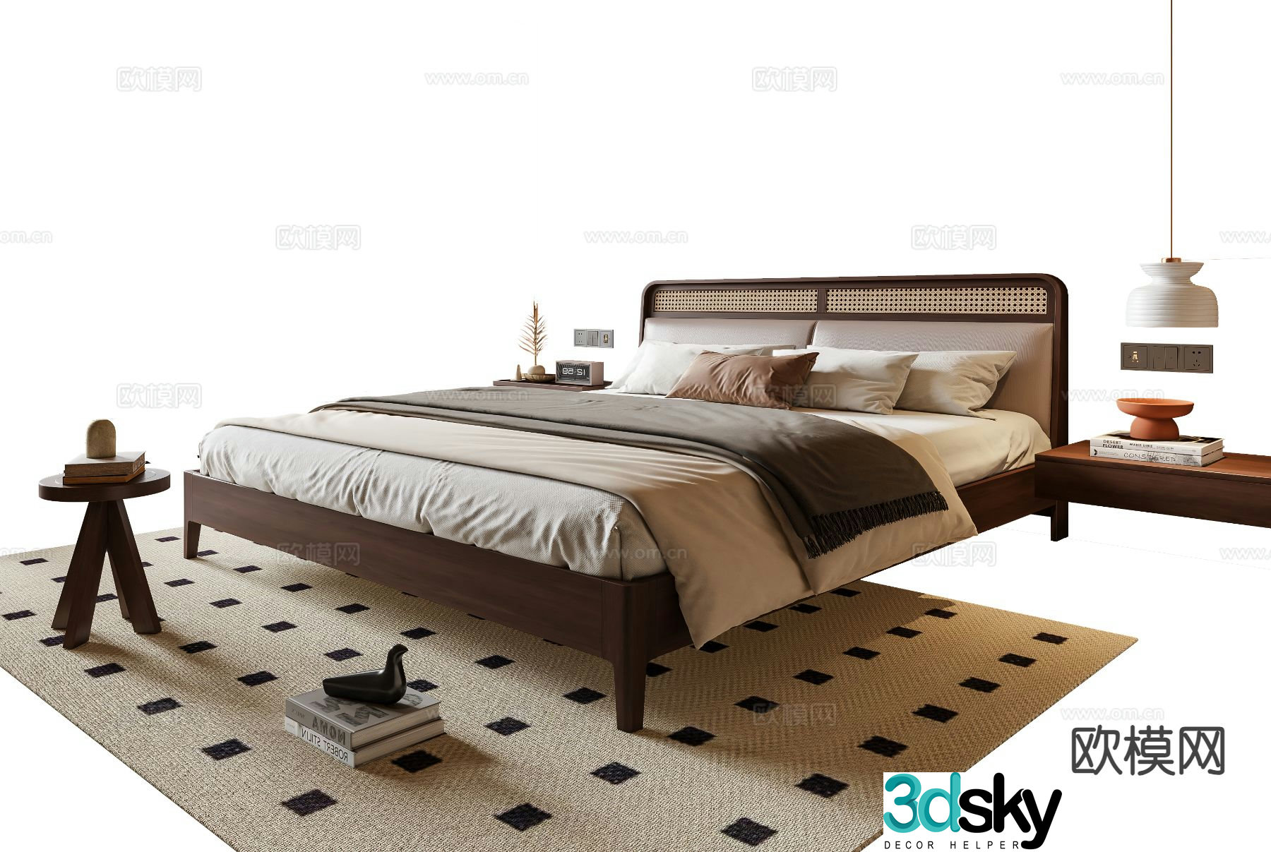 Medieval style double bed 3d model