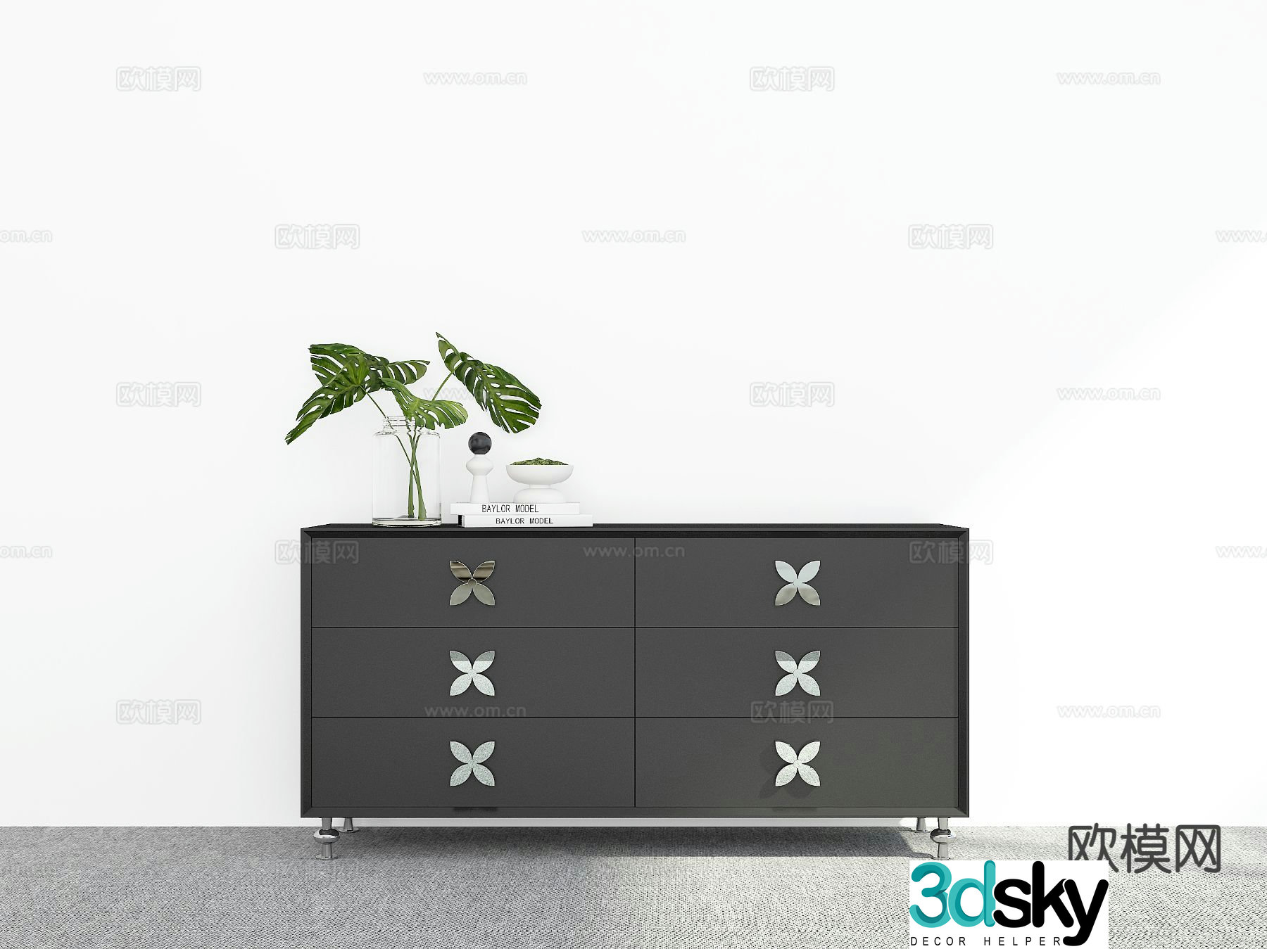 Modern side cabinet chest 3d model