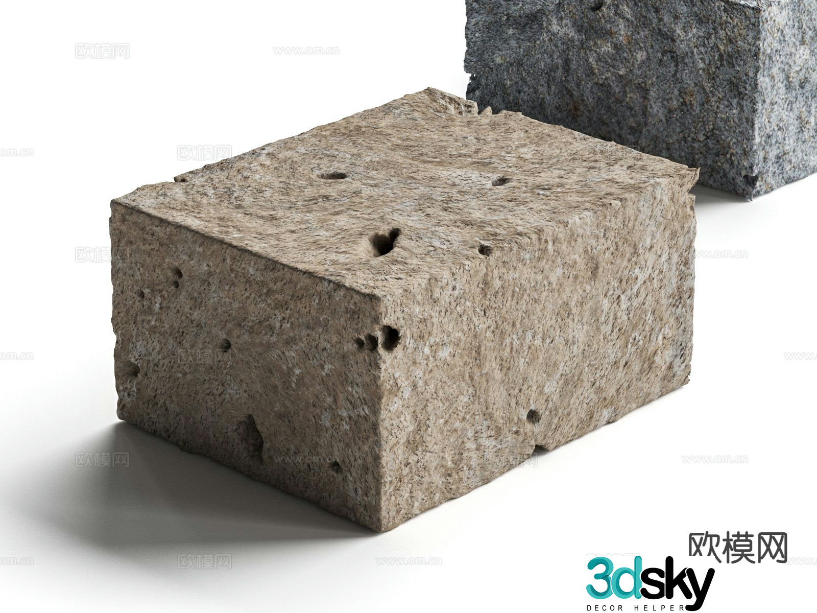 Stool stone low stool stone stool 3d model