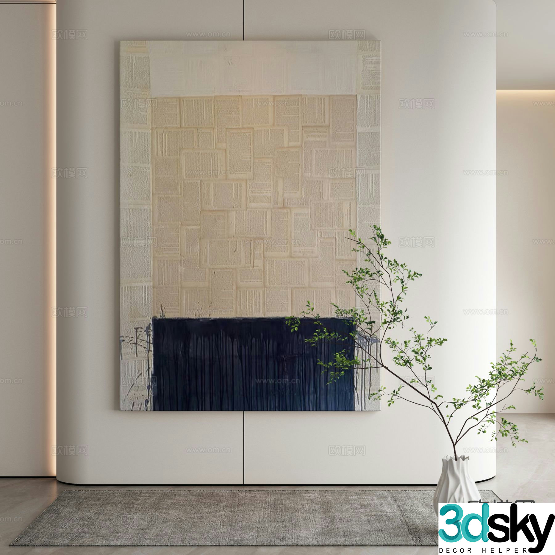 Modern decorative painting retro hanging painting 3d model