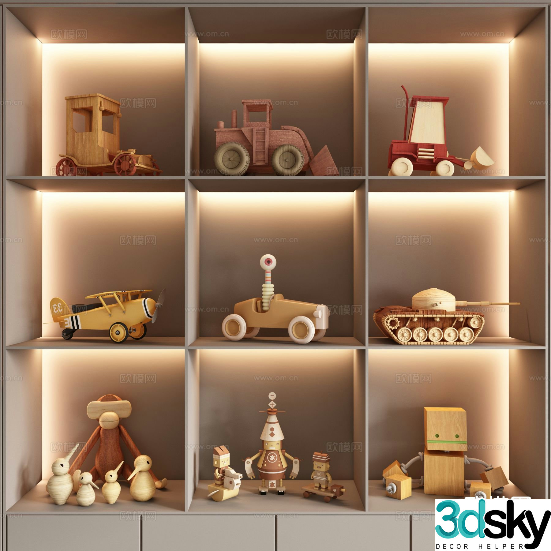 Children’s doll building block toy car 3d model