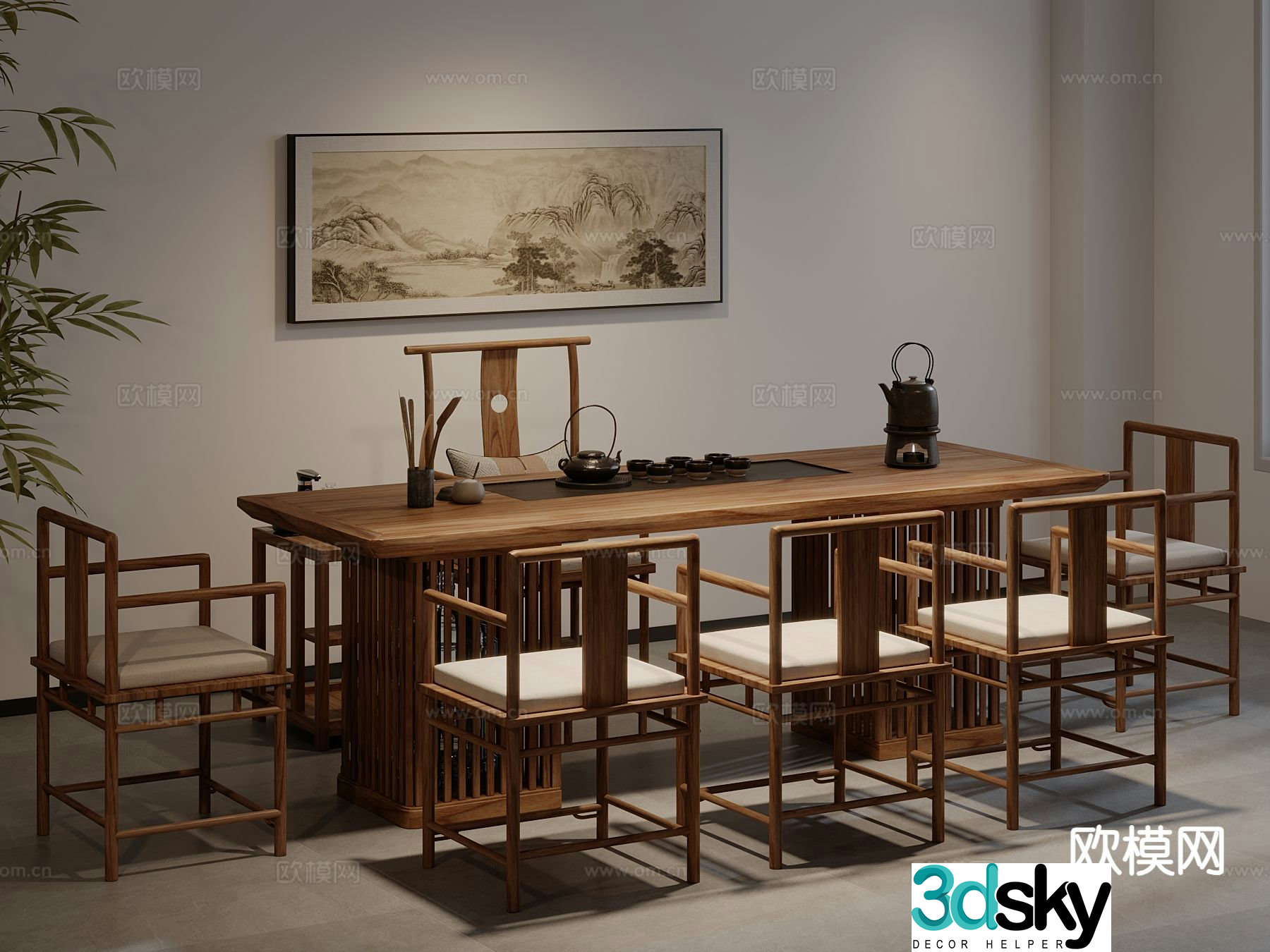 New Chinese style tea table tea table 3d model
