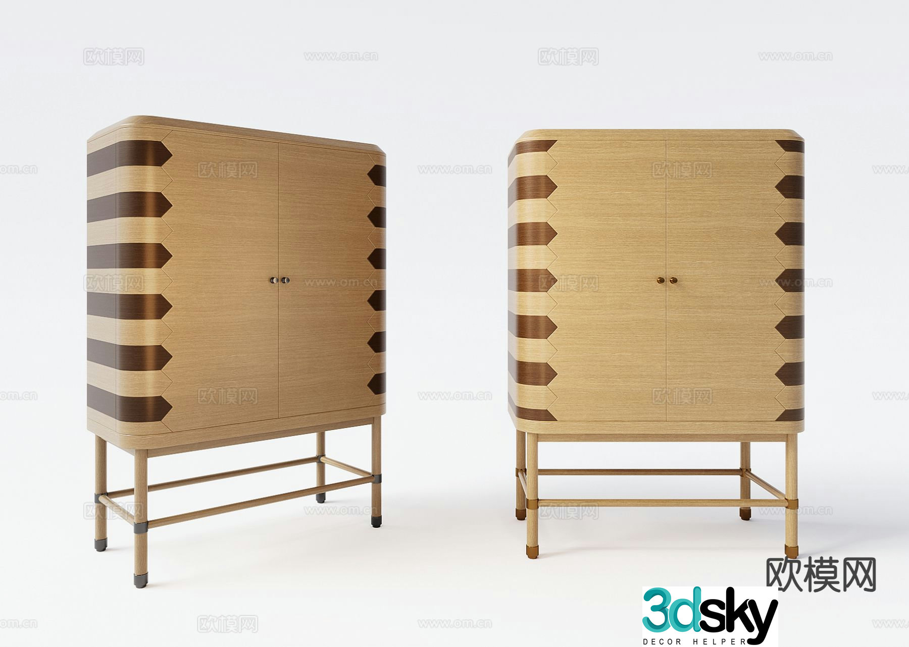 Nordic chest of drawers side cabinet 3d model
