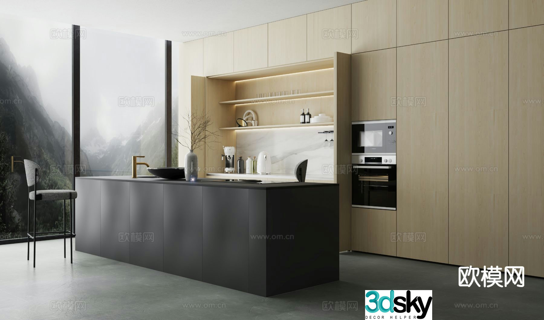 Island kitchen Western kitchen 3d model