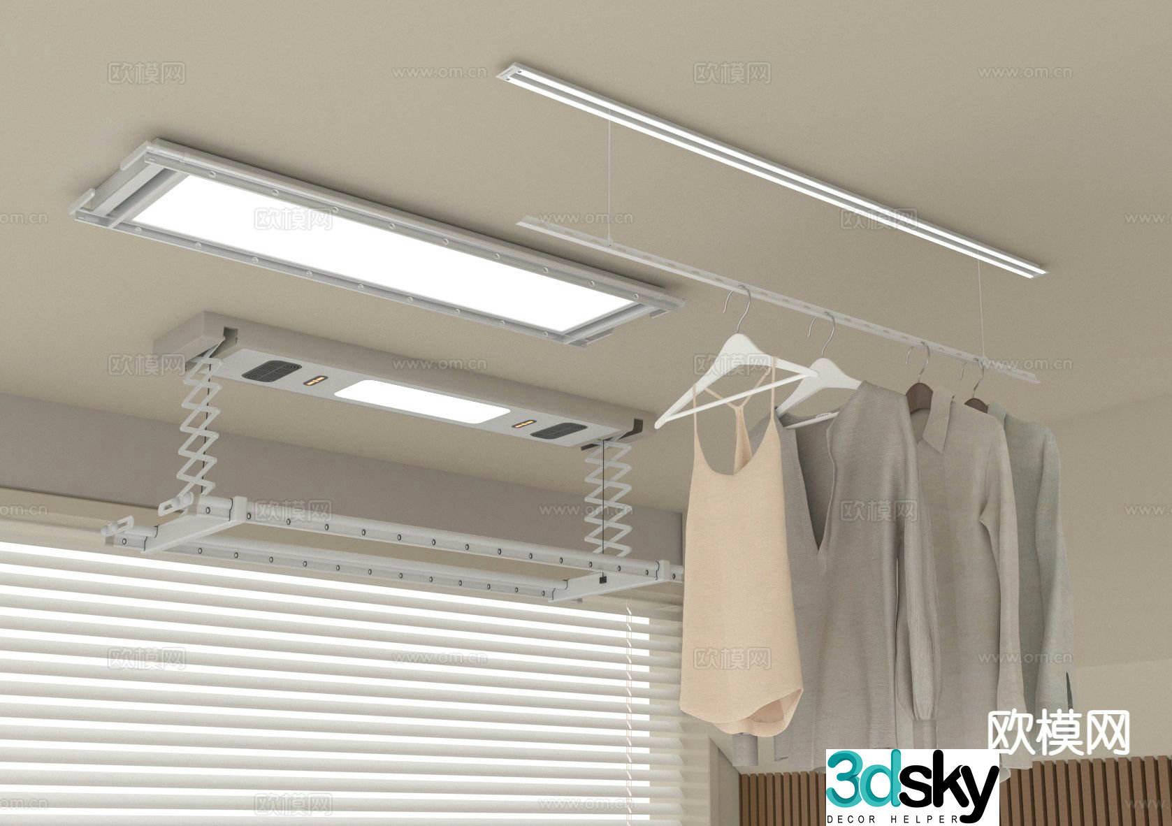 Invisible clothes drying rack electric clothes drying rack lifting clothes drying rack 3D model