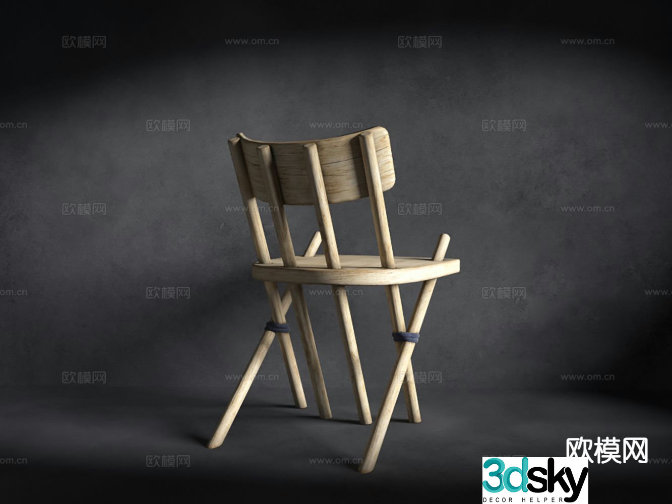 Log style outdoor chair solid wood single chair chair 3d model