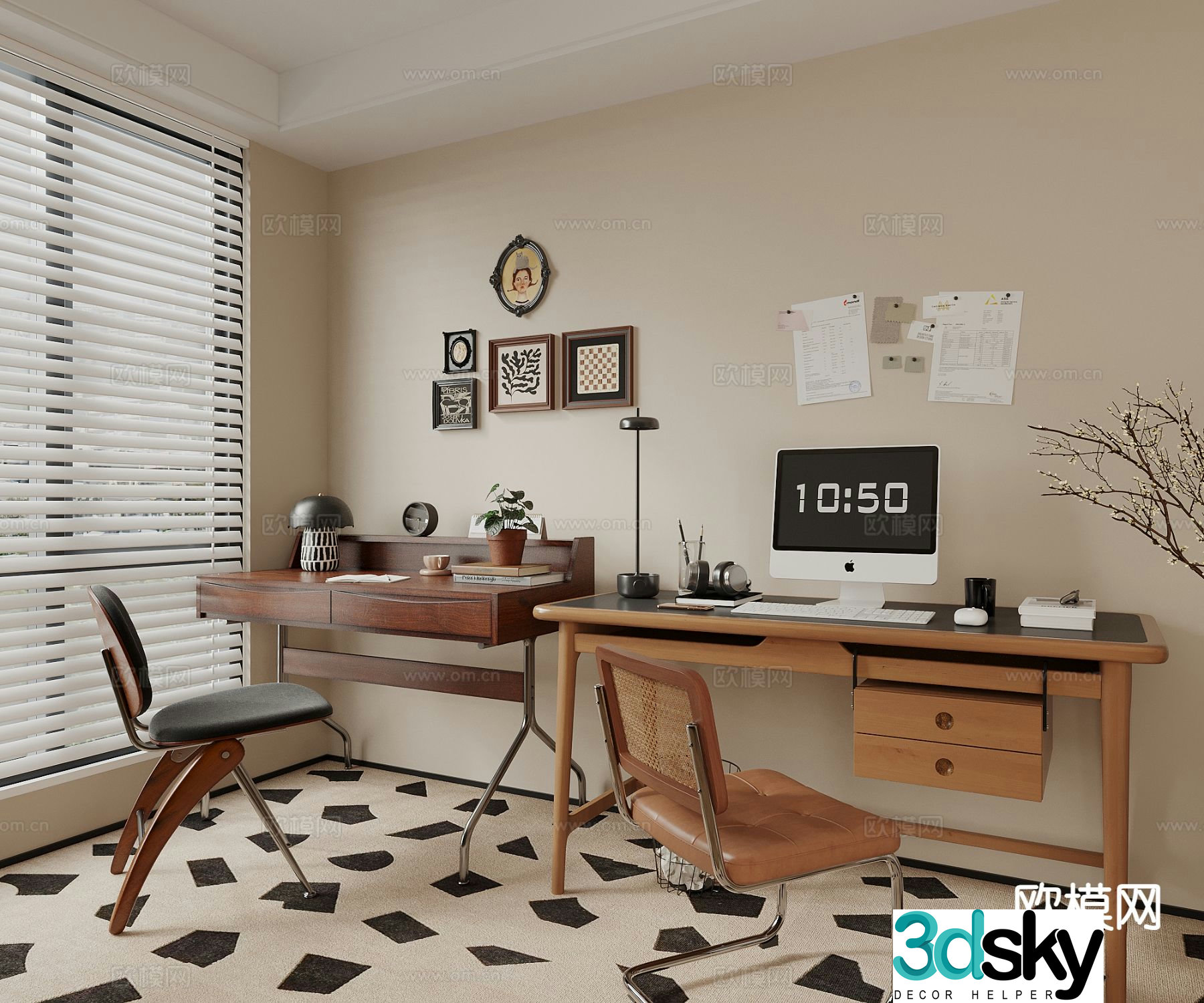 Medieval style desk 3d model