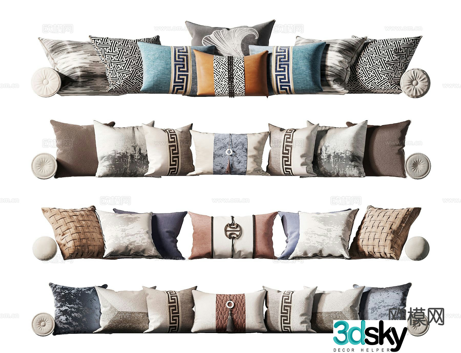 New Chinese style pillow pillow 3d model